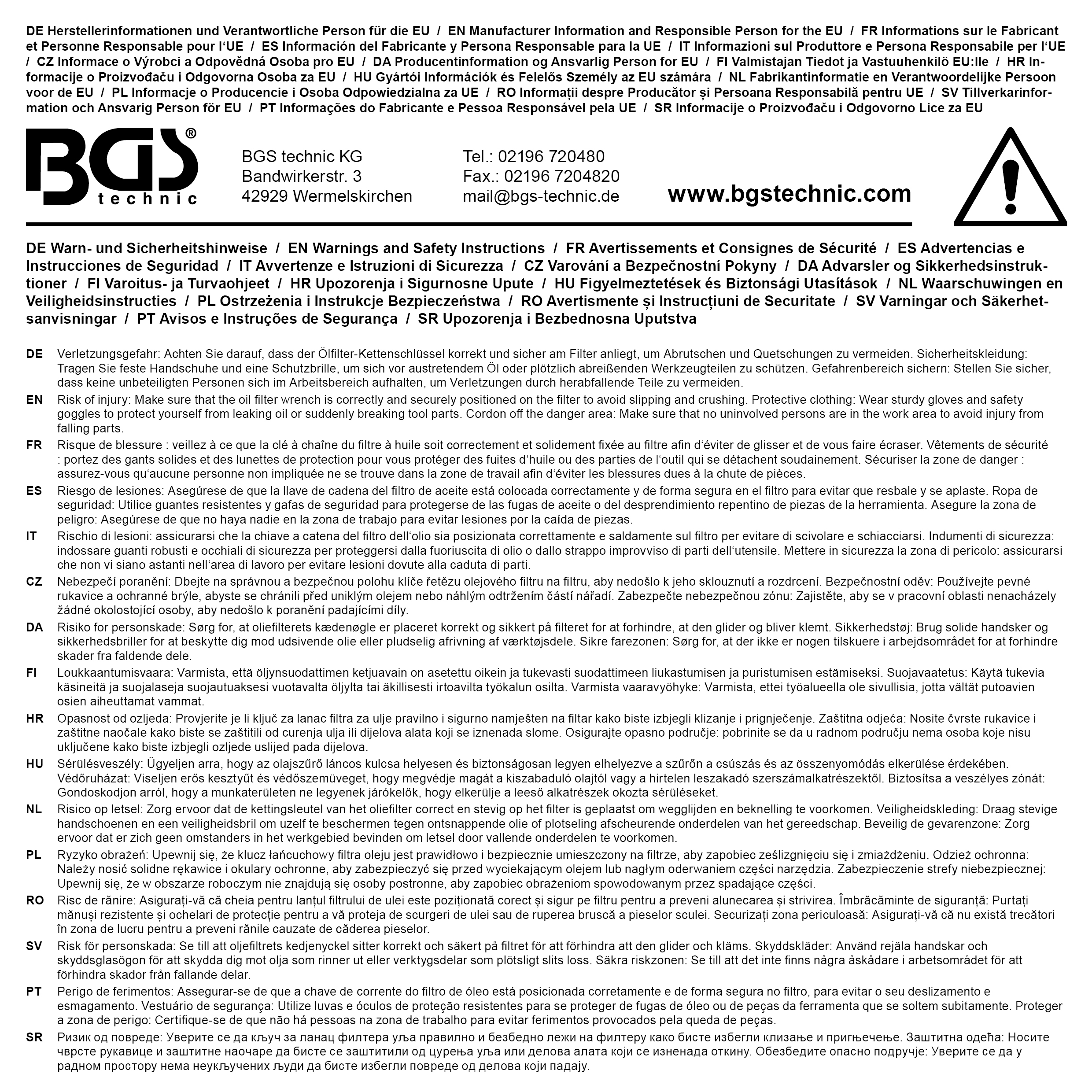 BGS Ölfilter-Kettenschlüssel | Ø 60 - 160 mm