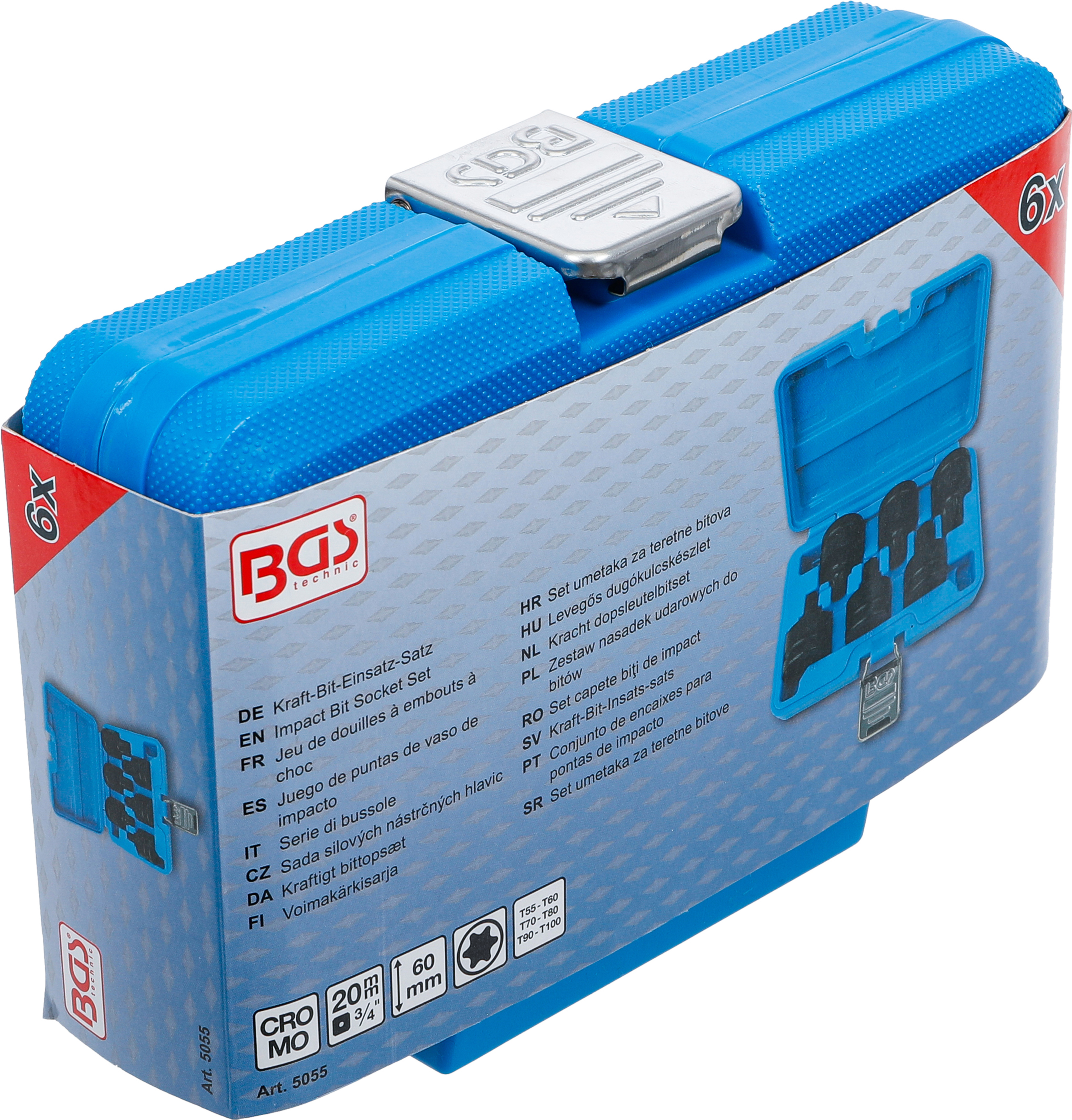 BGS Kraft-Bit-Einsatz-Satz | Antrieb Innenvierkant 20 mm (3/4") | T-Profil (für Torx) T55 - T100 | 6 tlg.