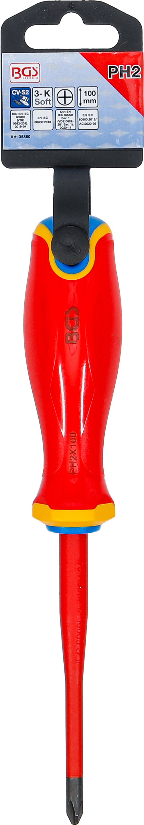 BGS VDE-Schraubendreher | extra dünne Spitze | Kreuzschlitz PH2