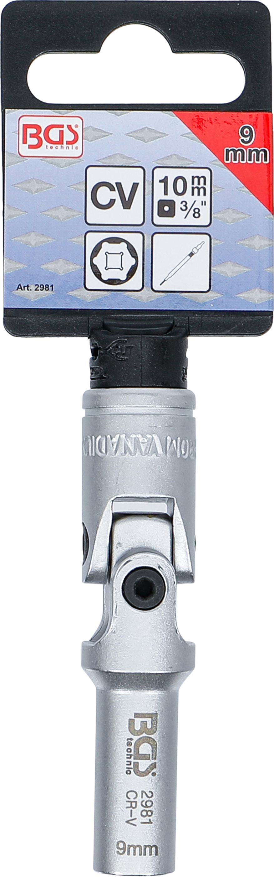 BGS Glühkerzen-Gelenk-Einsatz Sechskant | Antrieb Innenvierkant 10 mm (3/8") | SW 9 mm