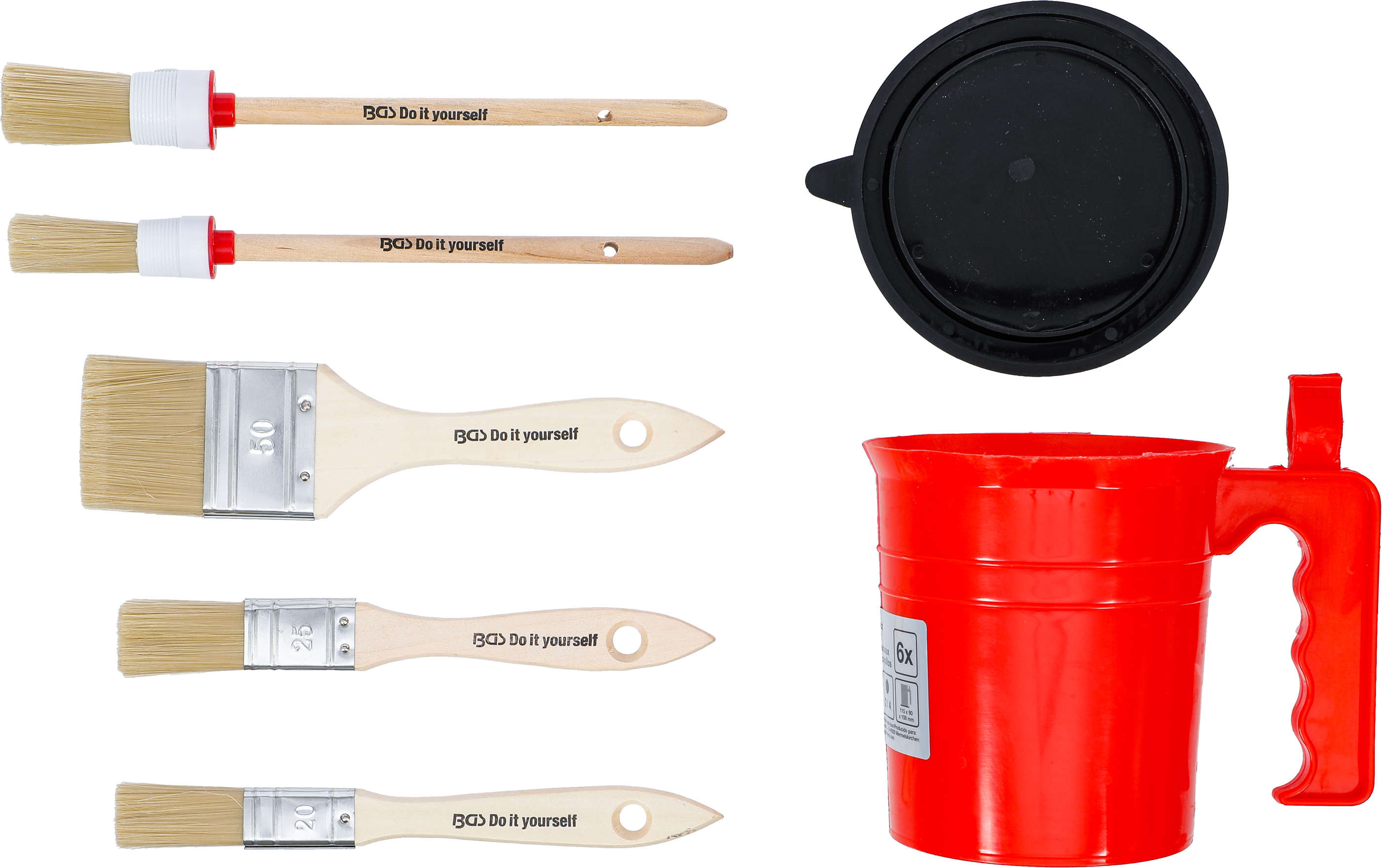 BGS Flach- / Ring-Pinsel-Satz | mit Farbbecher | 6-tlg.