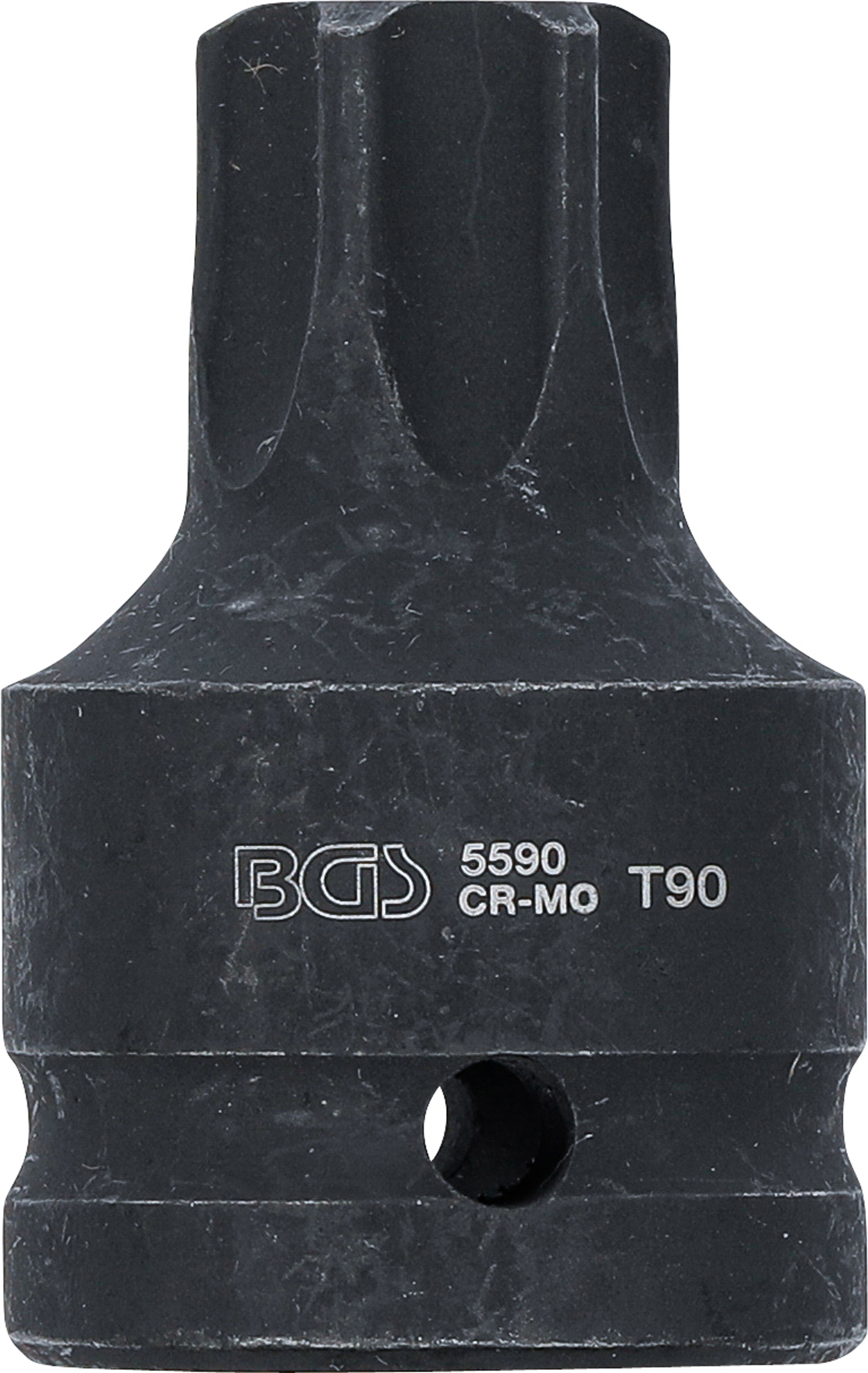 BGS Kraft-Bit-Einsatz | Länge 60 mm | Antrieb Innenvierkant 20 mm (3/4") | T-Profil (für Torx) T90