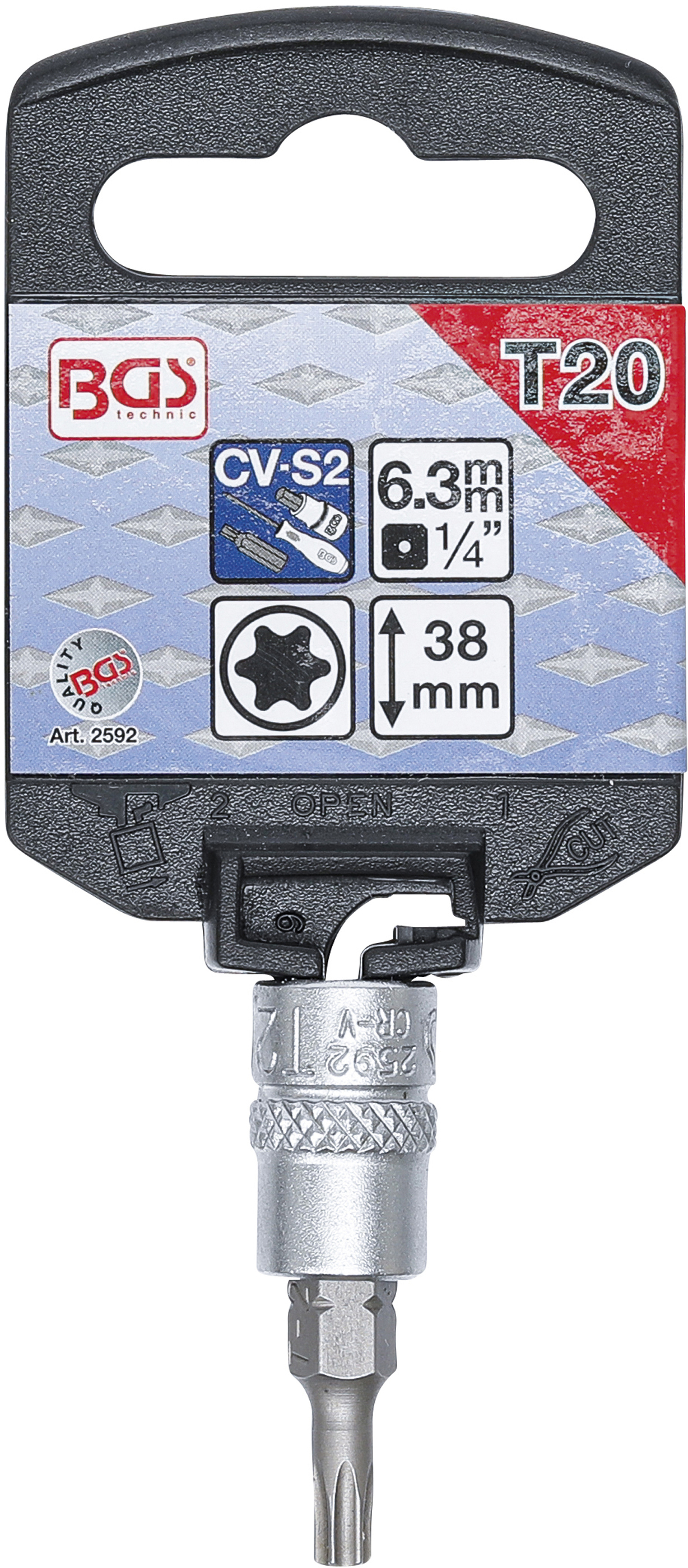 BGS Bit-Einsatz | Antrieb Innenvierkant 6,3 mm (1/4") | T-Profil (für Torx) T20