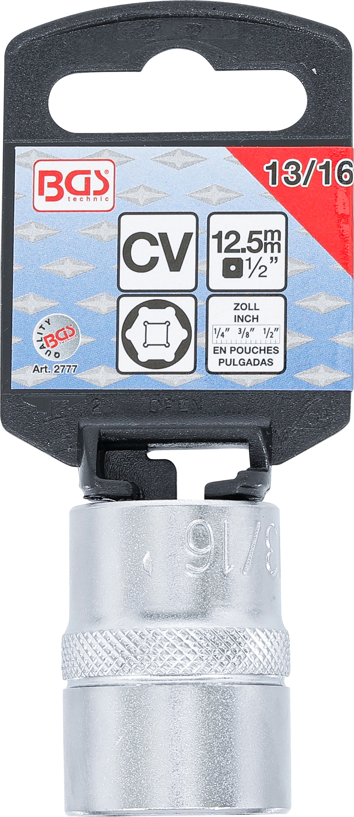 BGS Steckschlüssel-Einsatz Sechskant | Antrieb Innenvierkant 12,5 mm (1/2") | SW 13/16"