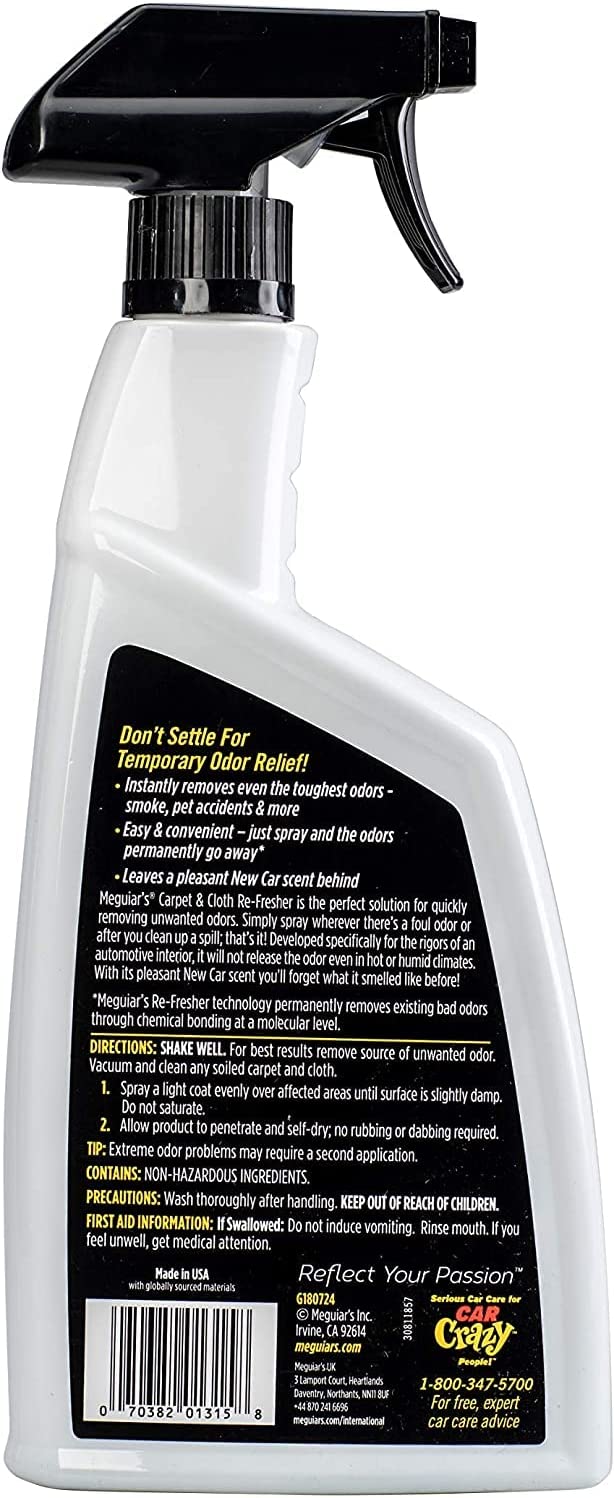 Meguiars Carpet & Cloth Re-Fresher Odor Eliminator Spray New Car 709 ml