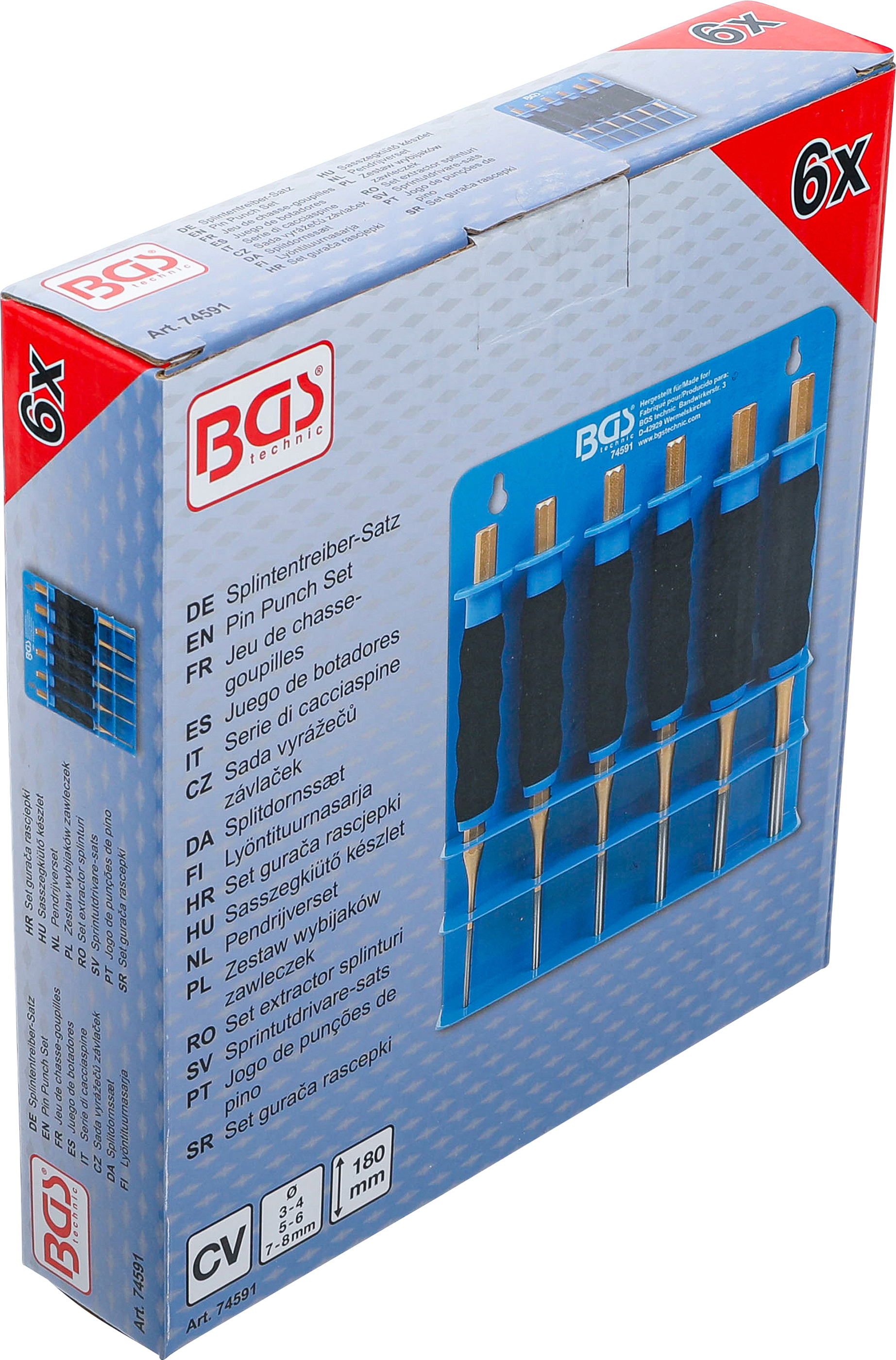 BGS Splintentreiber-Satz | mit Handschutz | 180 mm | 3 - 8 mm | 6-tlg.