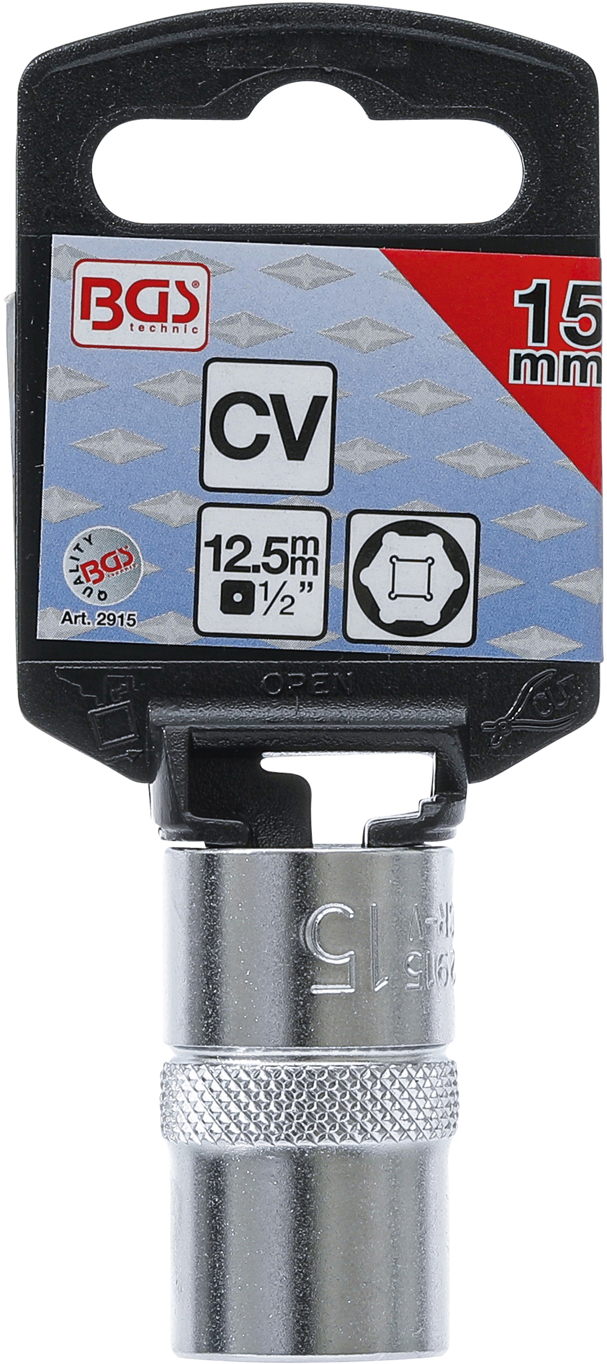 BGS Steckschlüssel-Einsatz Sechskant | Antrieb Innenvierkant 12,5 mm (1/2") | SW 15 mm