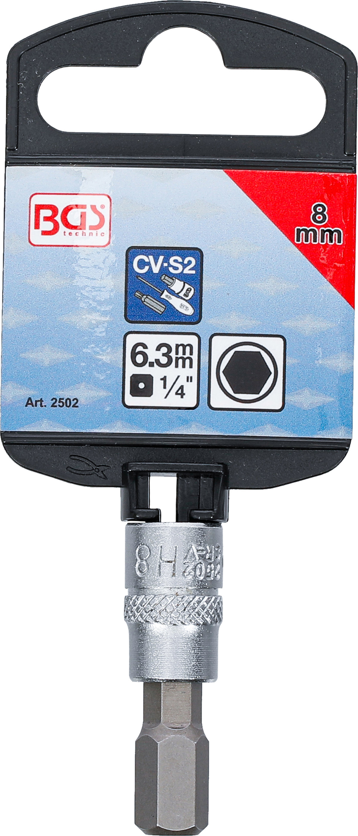 BGS Bit-Einsatz | Antrieb Innenvierkant 6,3 mm (1/4") | Innensechskant 8 mm