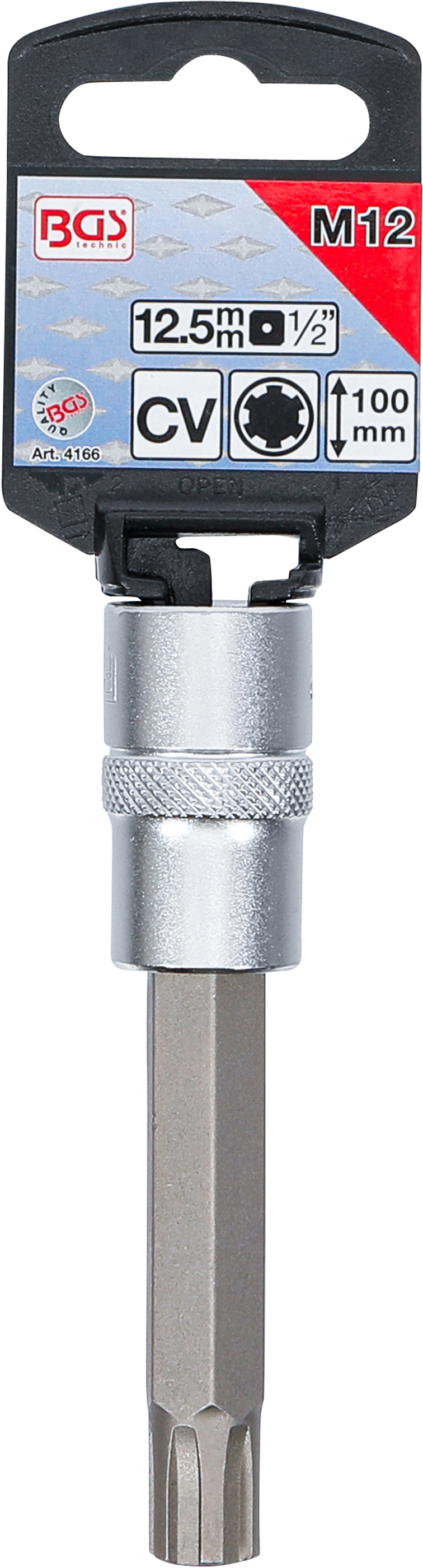 BGS Bit-Einsatz | Länge 100 mm | Antrieb Innenvierkant 12,5 mm (1/2") | Keil-Profil (für RIBE) M12
