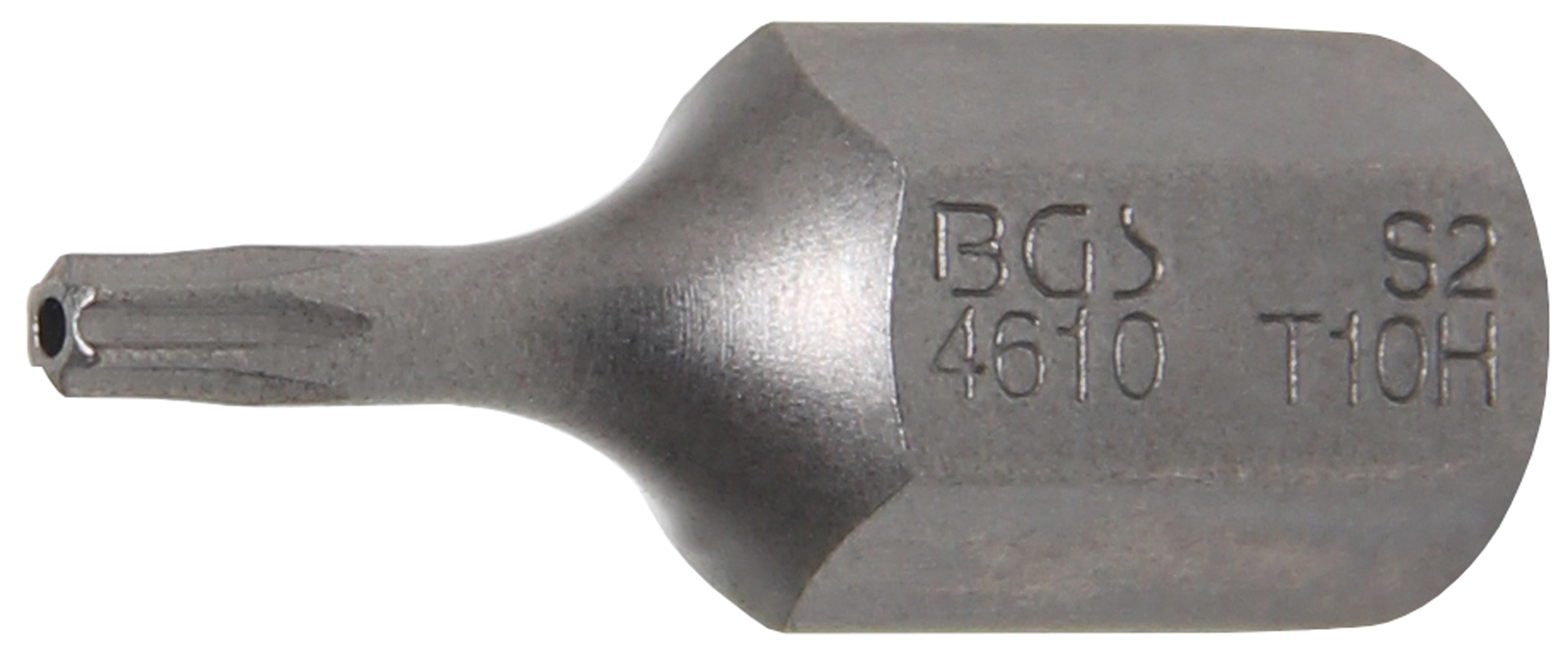 BGS Bit | Länge 30 mm | Antrieb Außensechskant 10 mm (3/8") | T-Profil (für Torx) mit Bohrung T10
