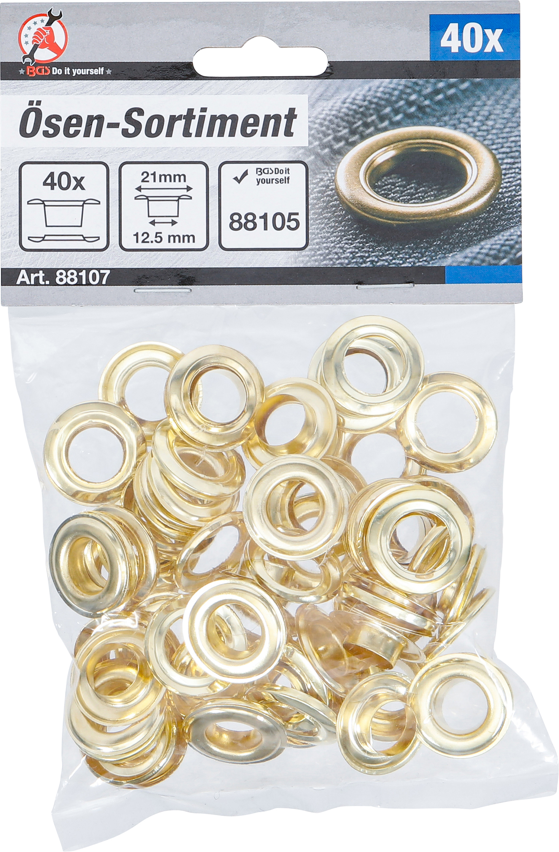 BGS Ösen-Sortiment | 12,5 x 21 mm | 40-tlg.