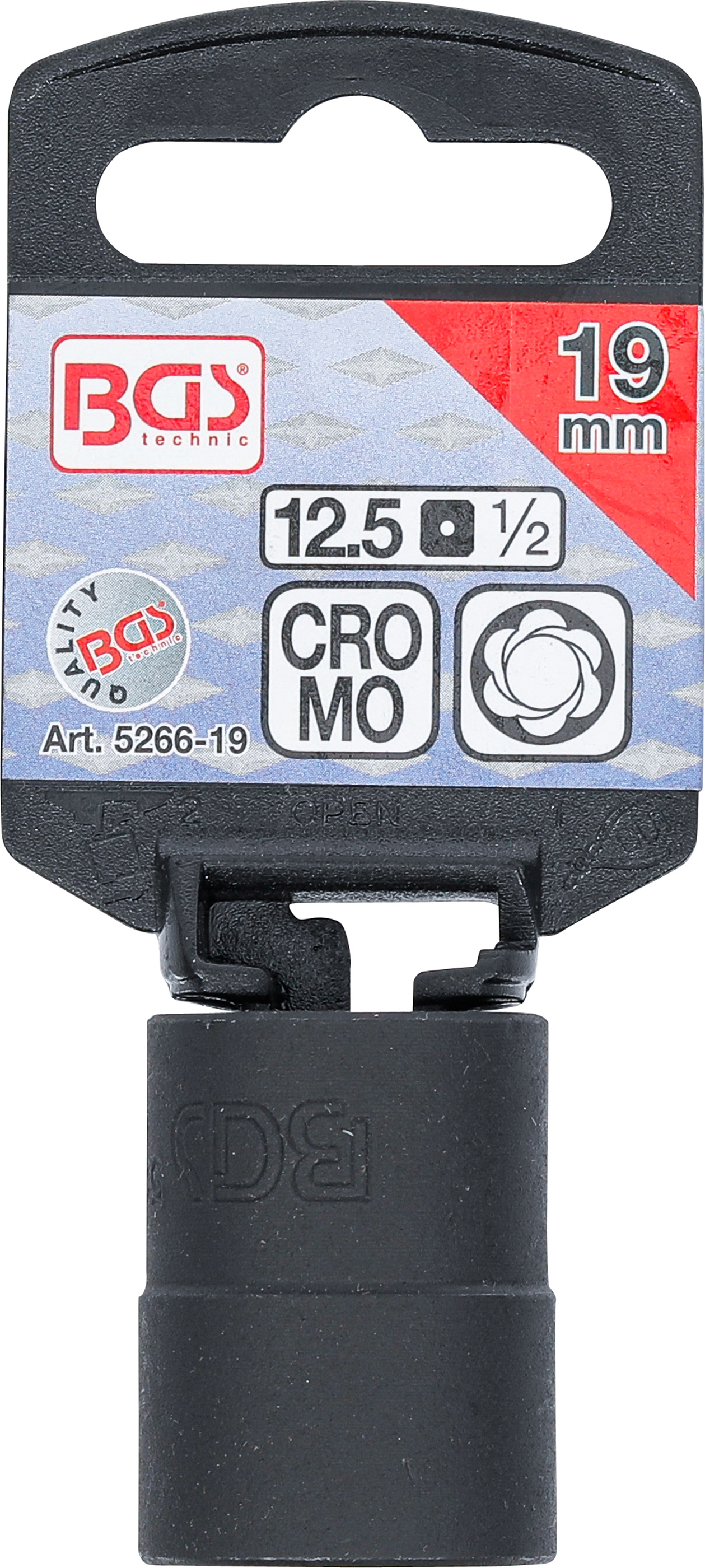 BGS Spiral-Profil-Steckschlüssel-Einsatz / Schraubenausdreher | Antrieb Innenvierkant 12,5 mm (1/2") | SW 19 mm