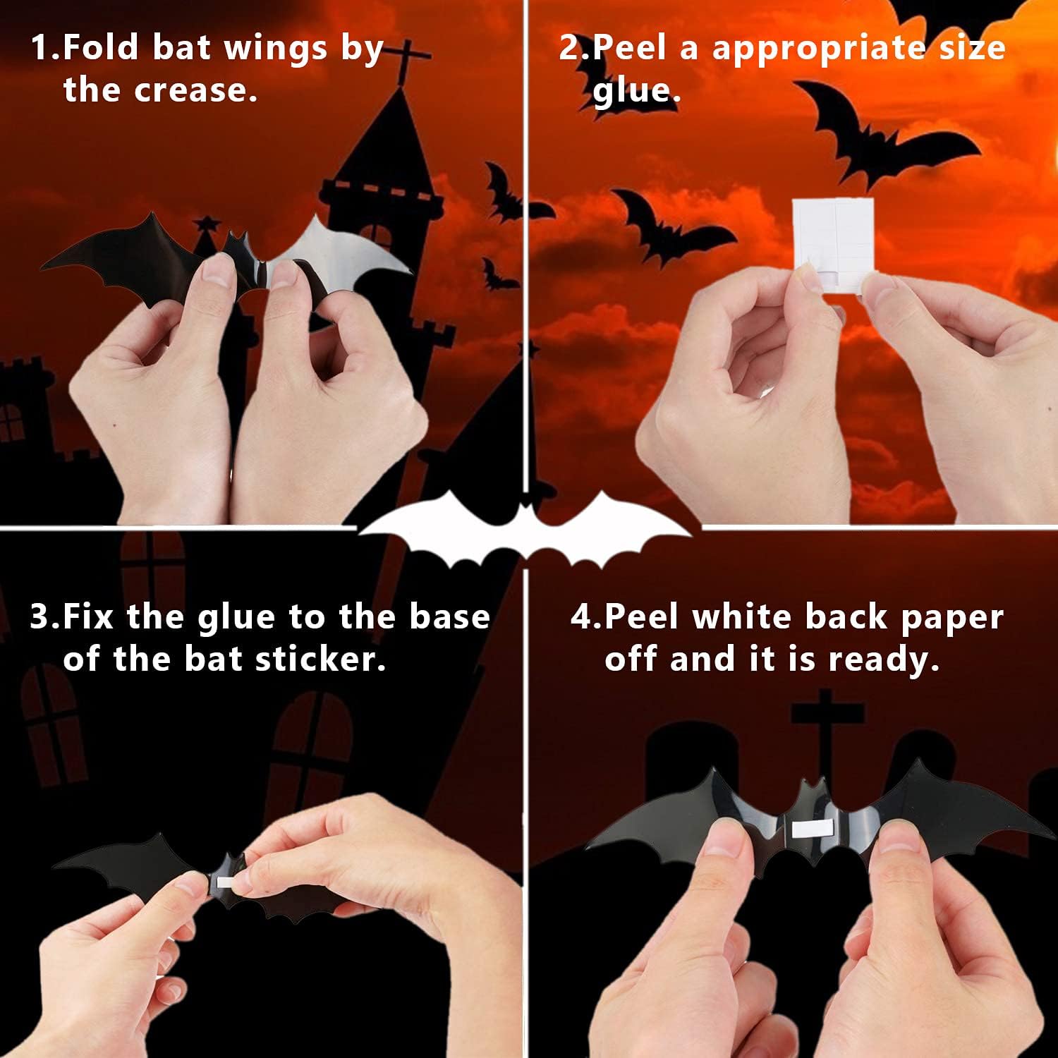 Halloween 3D Deko Fledermäuse und Spinnen Set Halloween 3D Deko Fledermäuse und Spinnen Set