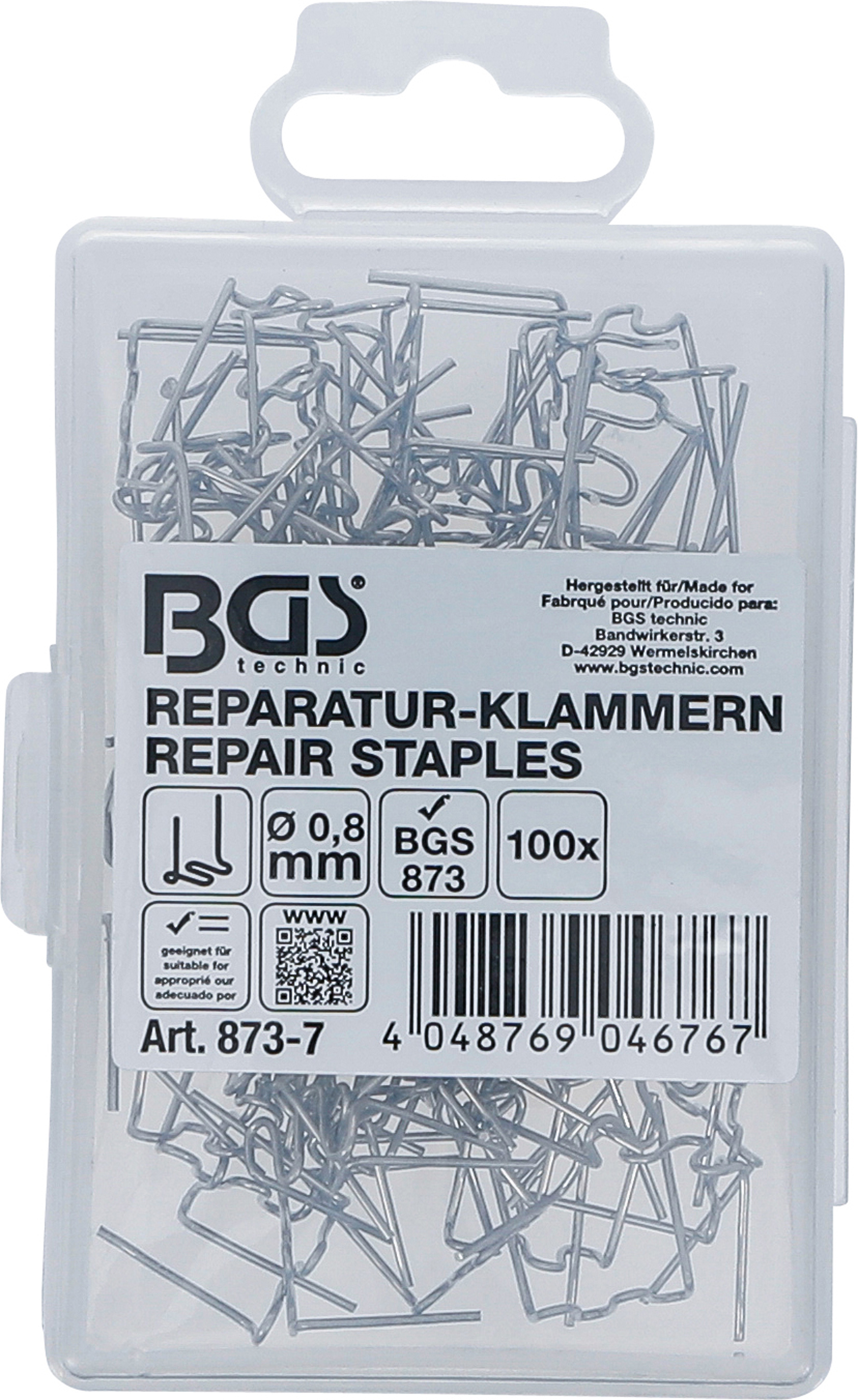 BGS Reparatur-Klammern | W-Form | Ø 0,8 mm | 100-tlg.