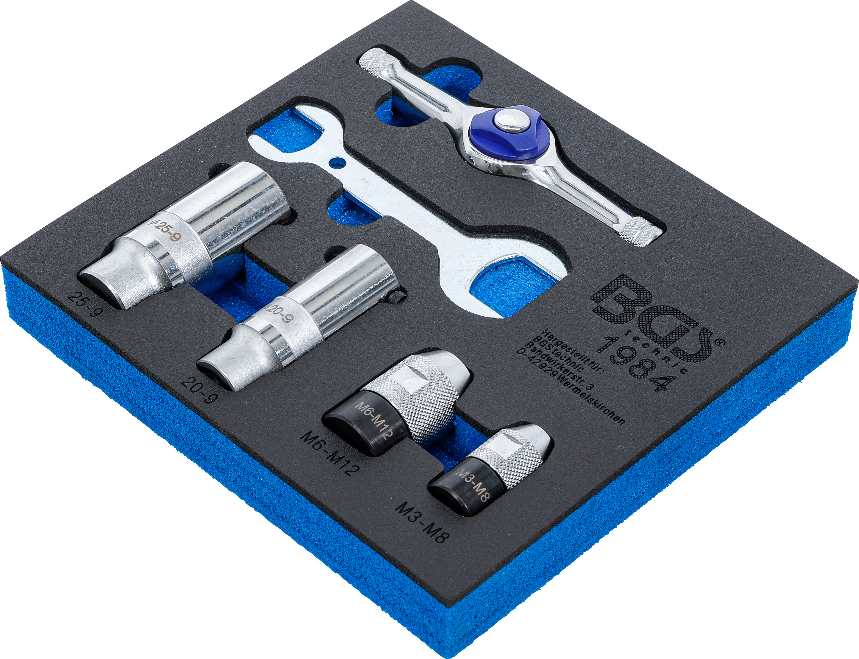 BGS Werkstattwageneinlage 1/6: Spannwerkzeug-Satz für Gewindeschneider | 6-tlg.