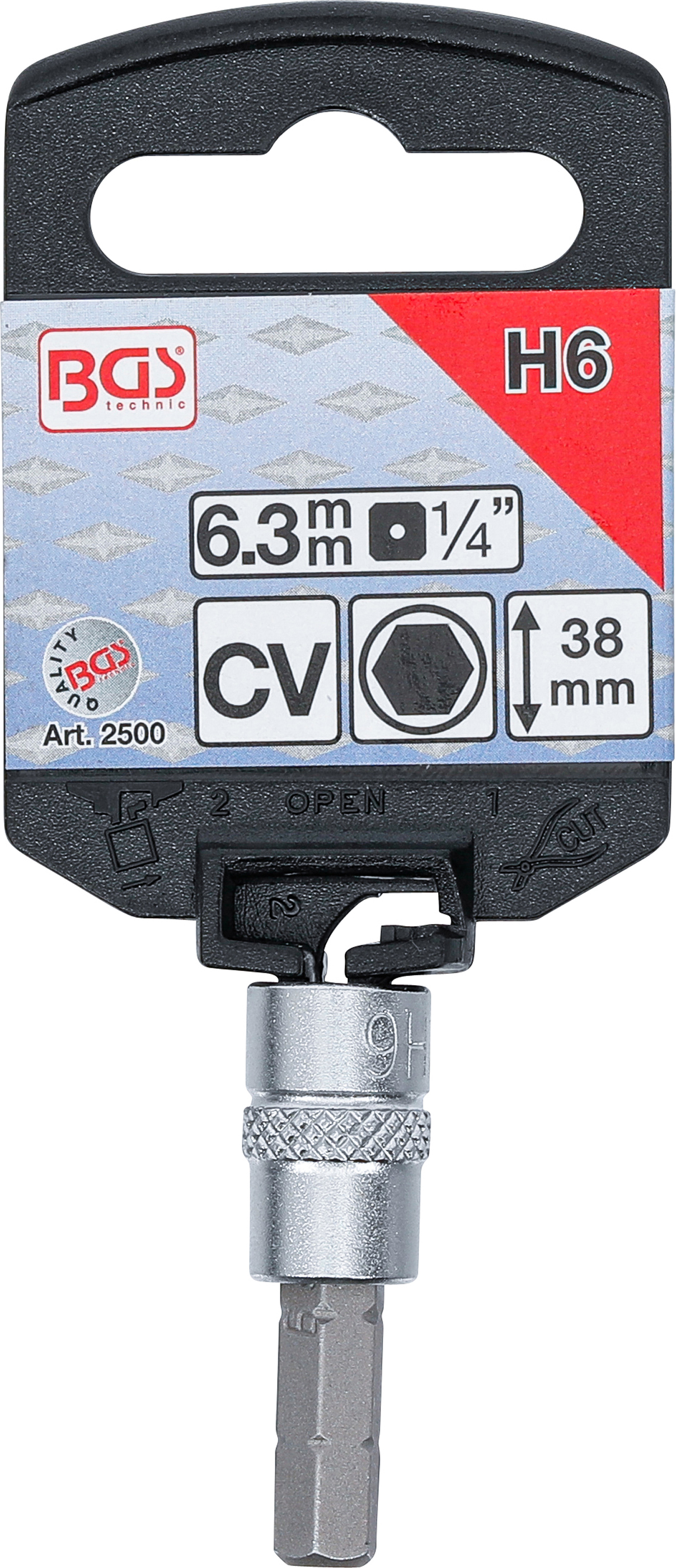 BGS Bit-Einsatz | Antrieb Innenvierkant 6,3 mm (1/4") | Innensechskant 6 mm