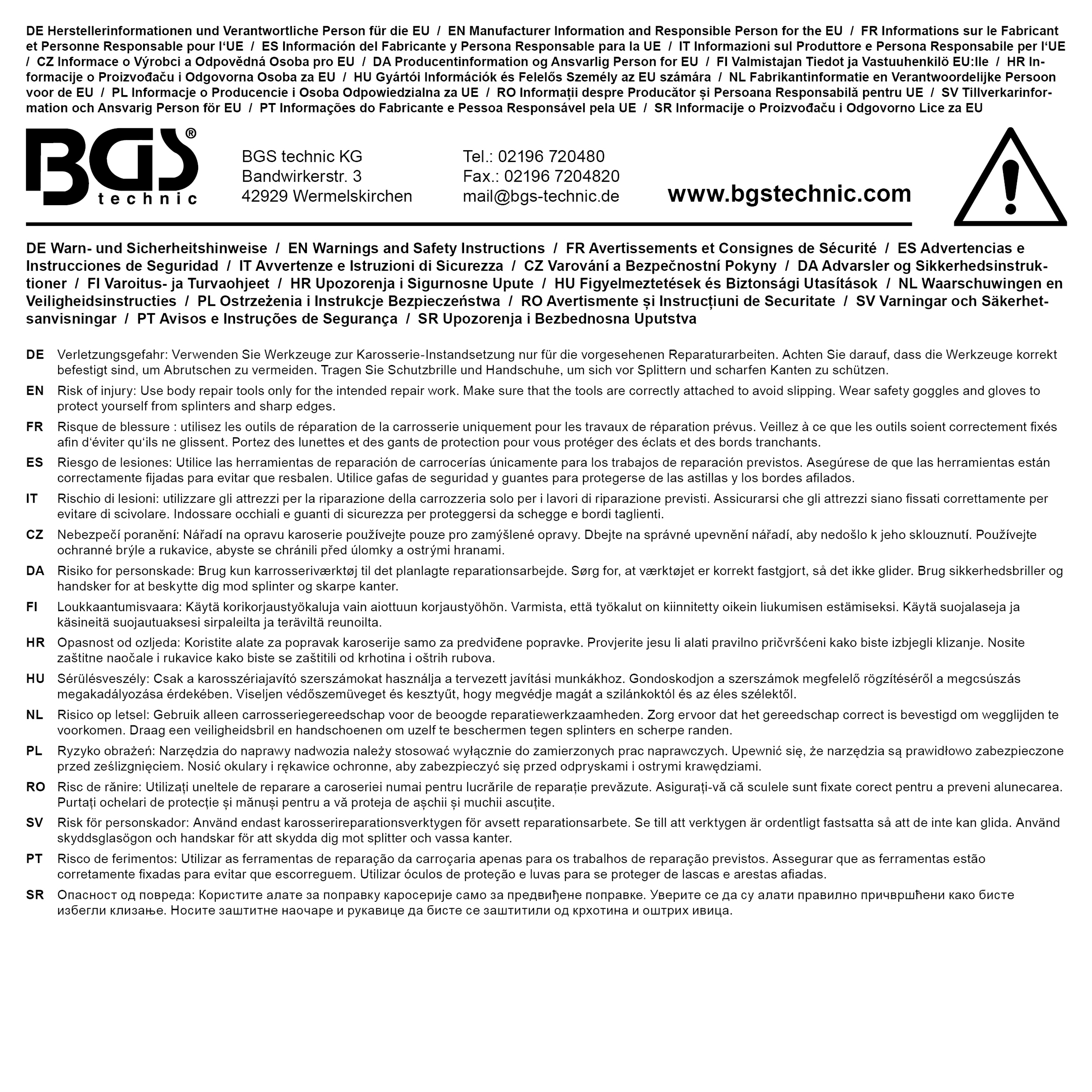 BGS Karosserie-Richtklemme | selbstschließend | eine Zugrichtung | max. 2 t