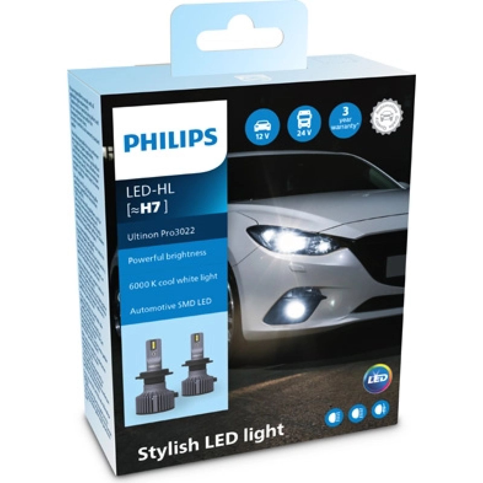 Philips LED H7 12V/24V Autolampe Ultinon Pro3022 HL weiß 6000K 2er