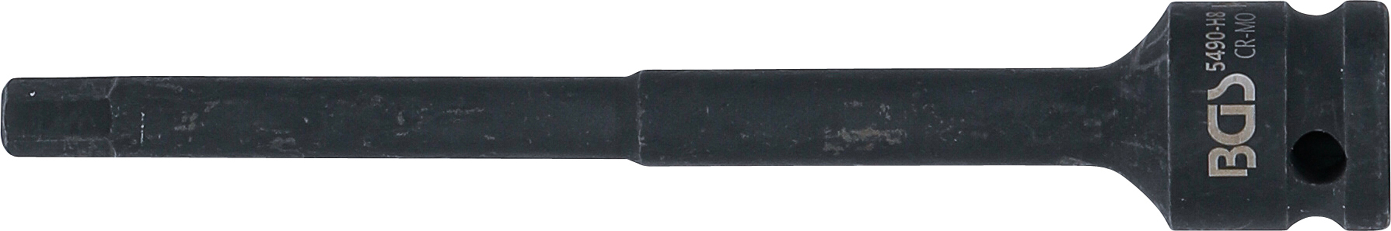 BGS Kraft-Bit-Einsatz | Länge 150 mm | Antrieb Innenvierkant 12,5 mm (1/2") | Innensechskant 8 mm