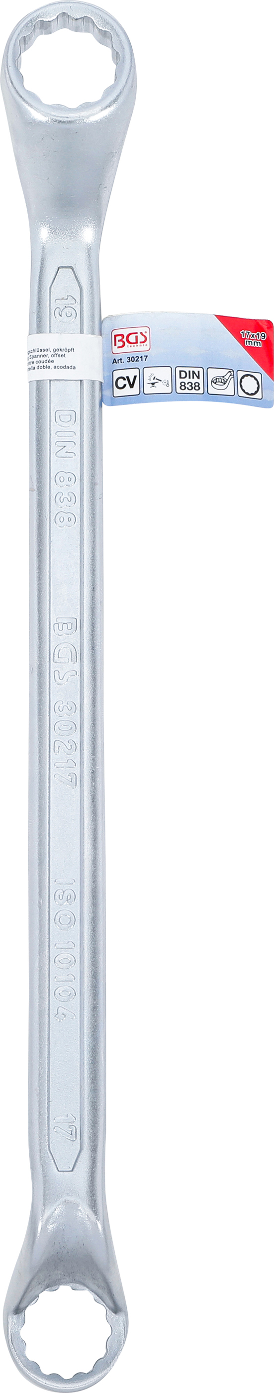 BGS Doppel-Ringschlüssel | tief gekröpft | SW 17 x 19 mm BGS Doppel-Ringschlüssel | tief gekröpft | SW 17 x 19 mm