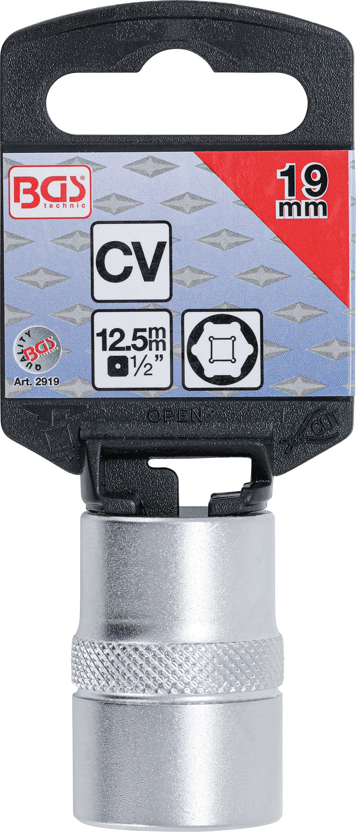 BGS Steckschlüssel-Einsatz Sechskant | Antrieb Innenvierkant 12,5 mm (1/2") | SW 19 mm