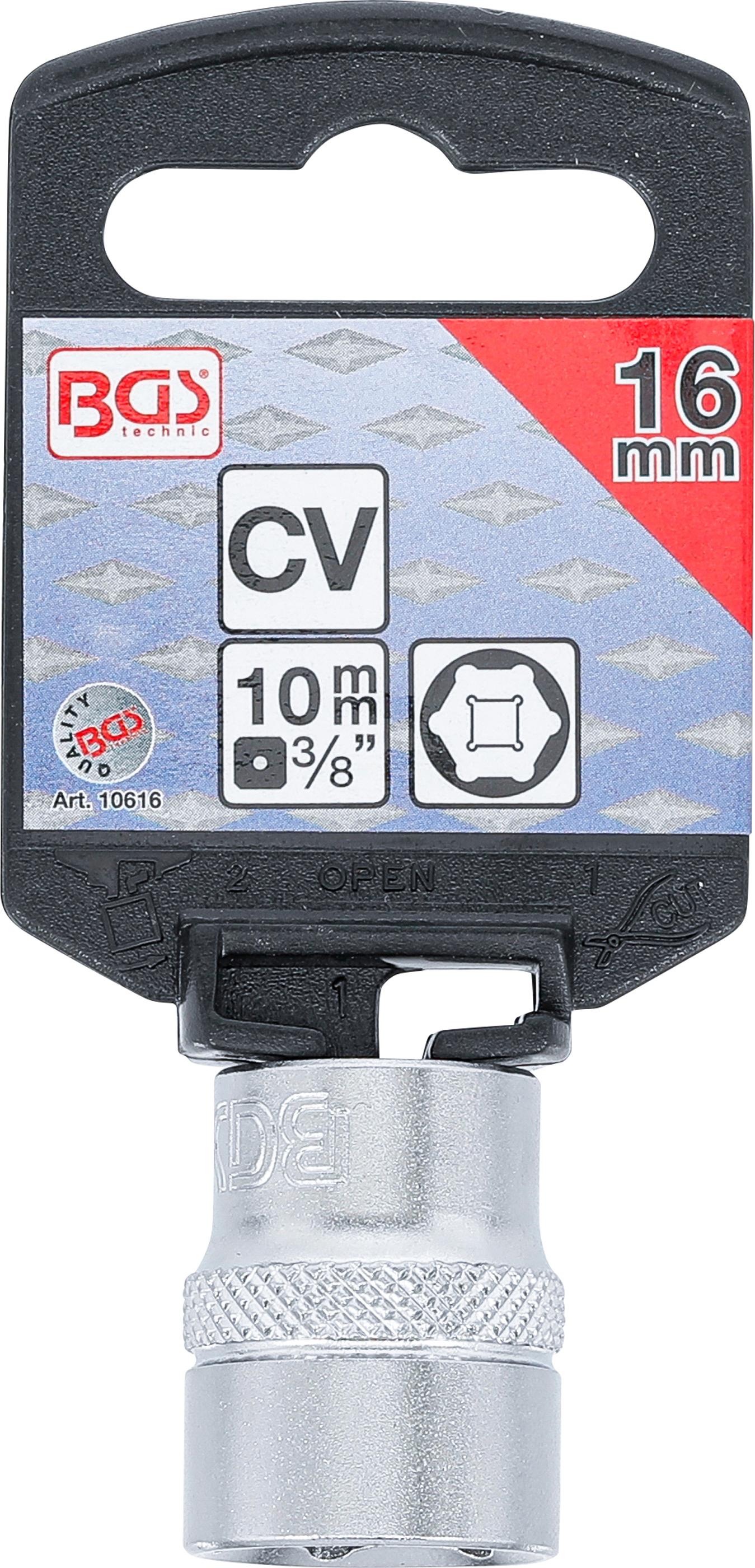 BGS Steckschlüssel-Einsatz Sechskant | Antrieb Innenvierkant 10 mm (3/8") | SW 16 mm