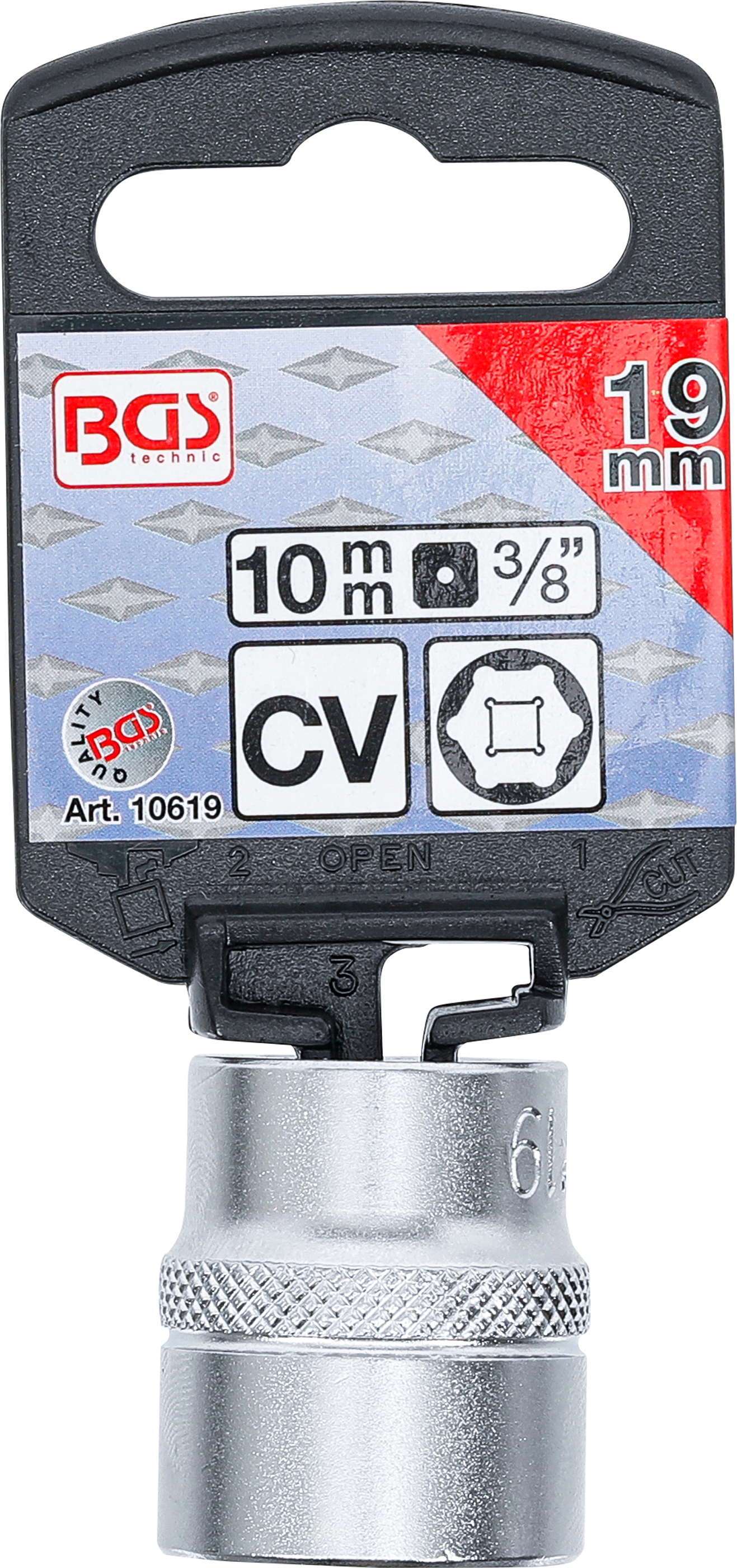 BGS Steckschlüssel-Einsatz Sechskant | Antrieb Innenvierkant 10 mm (3/8") | SW 19 mm