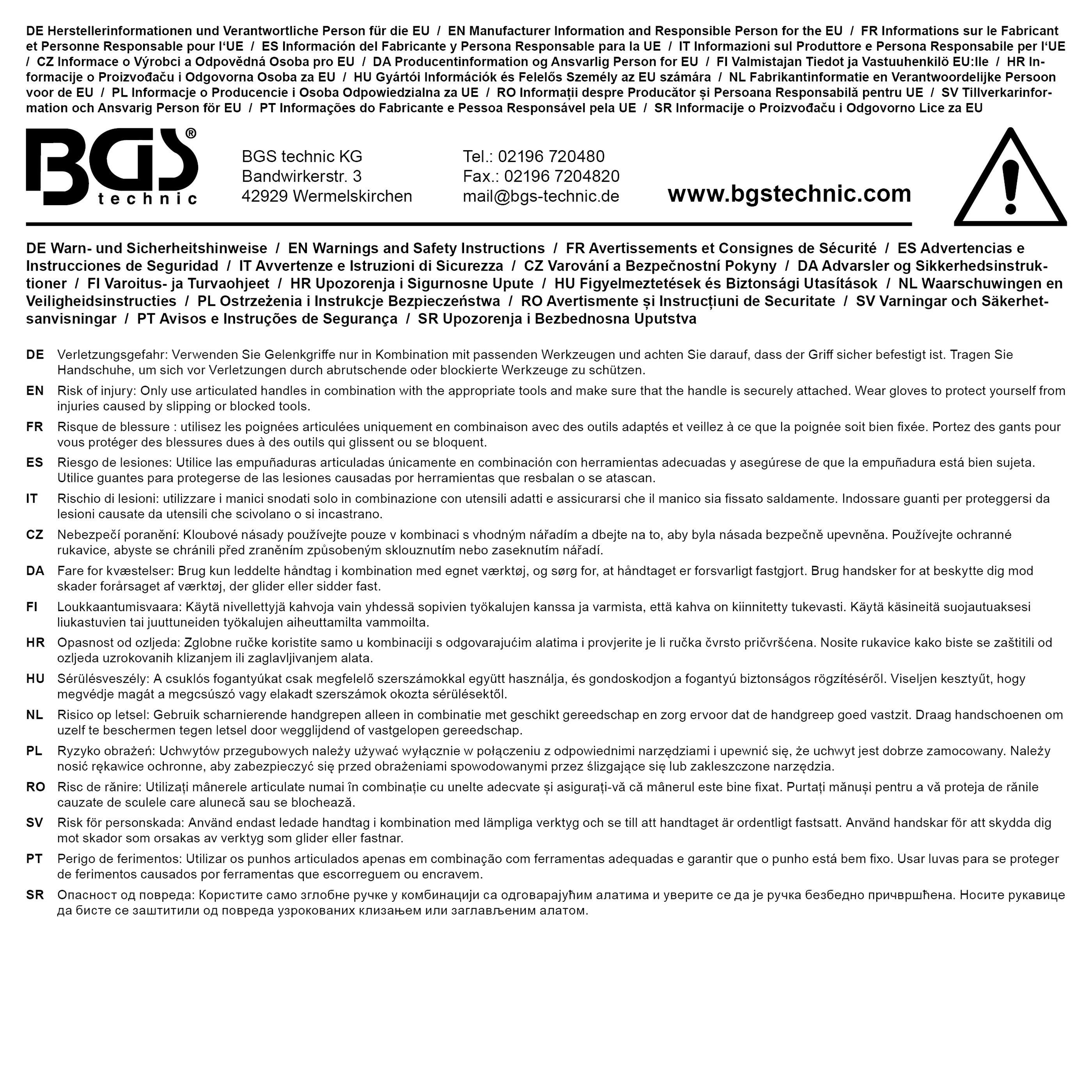 BGS Reparatursatz für Gelenkgriff | für Art. 267