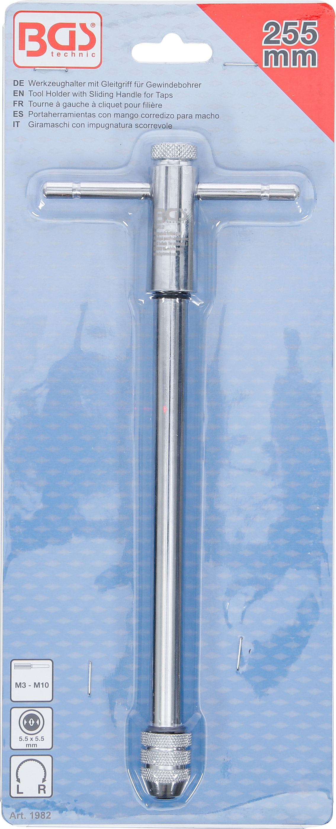 BGS Werkzeughalter mit Gleitgriff für Gewindebohrer | M3 - M10 | 255 mm