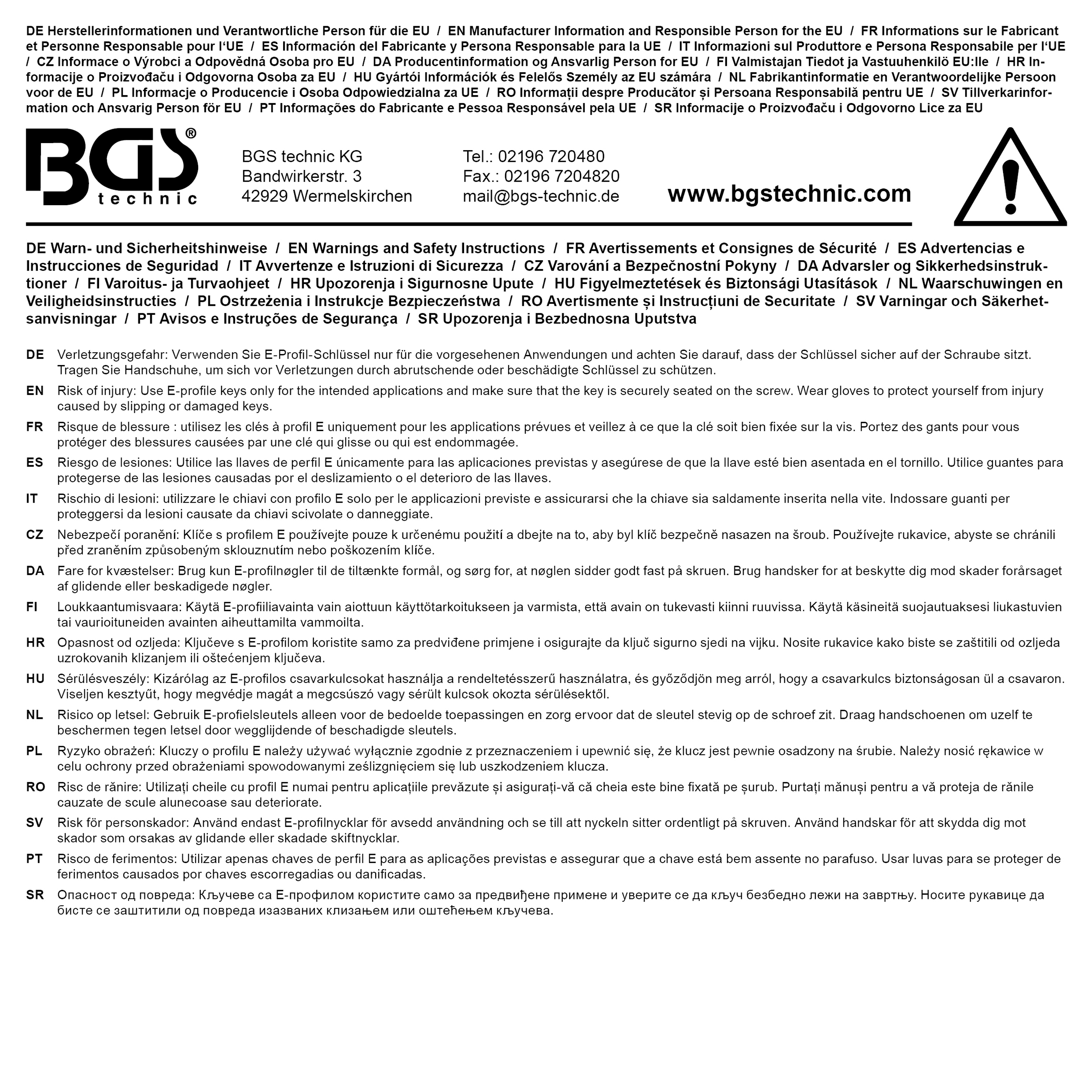 BGS Doppel-Ringschlüssel mit E-Profil-Ringköpfen | SW E10 x E12