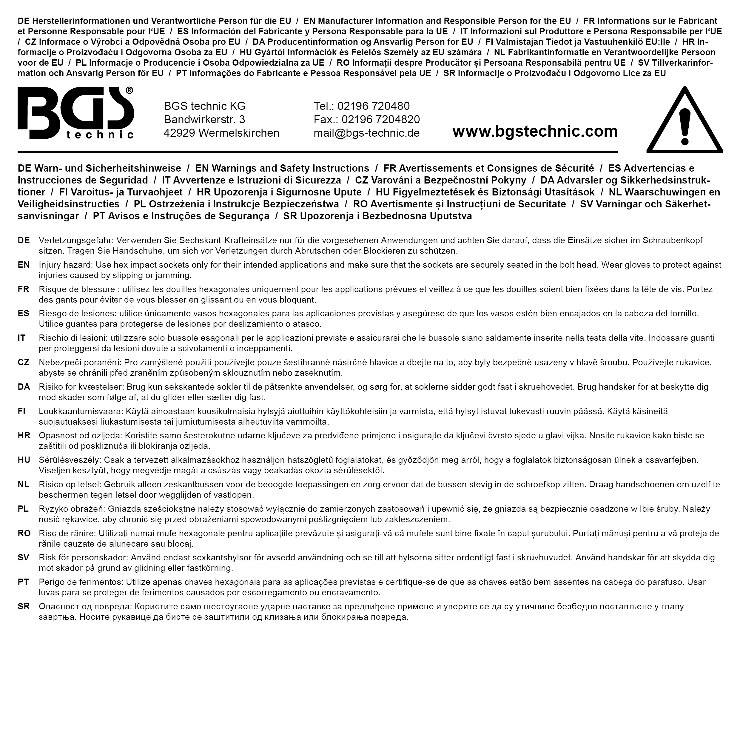 BGS Kraft-Steckschlüssel-Einsatz Sechskant | Antrieb Innenvierkant 25 mm (1") | SW 80 mm