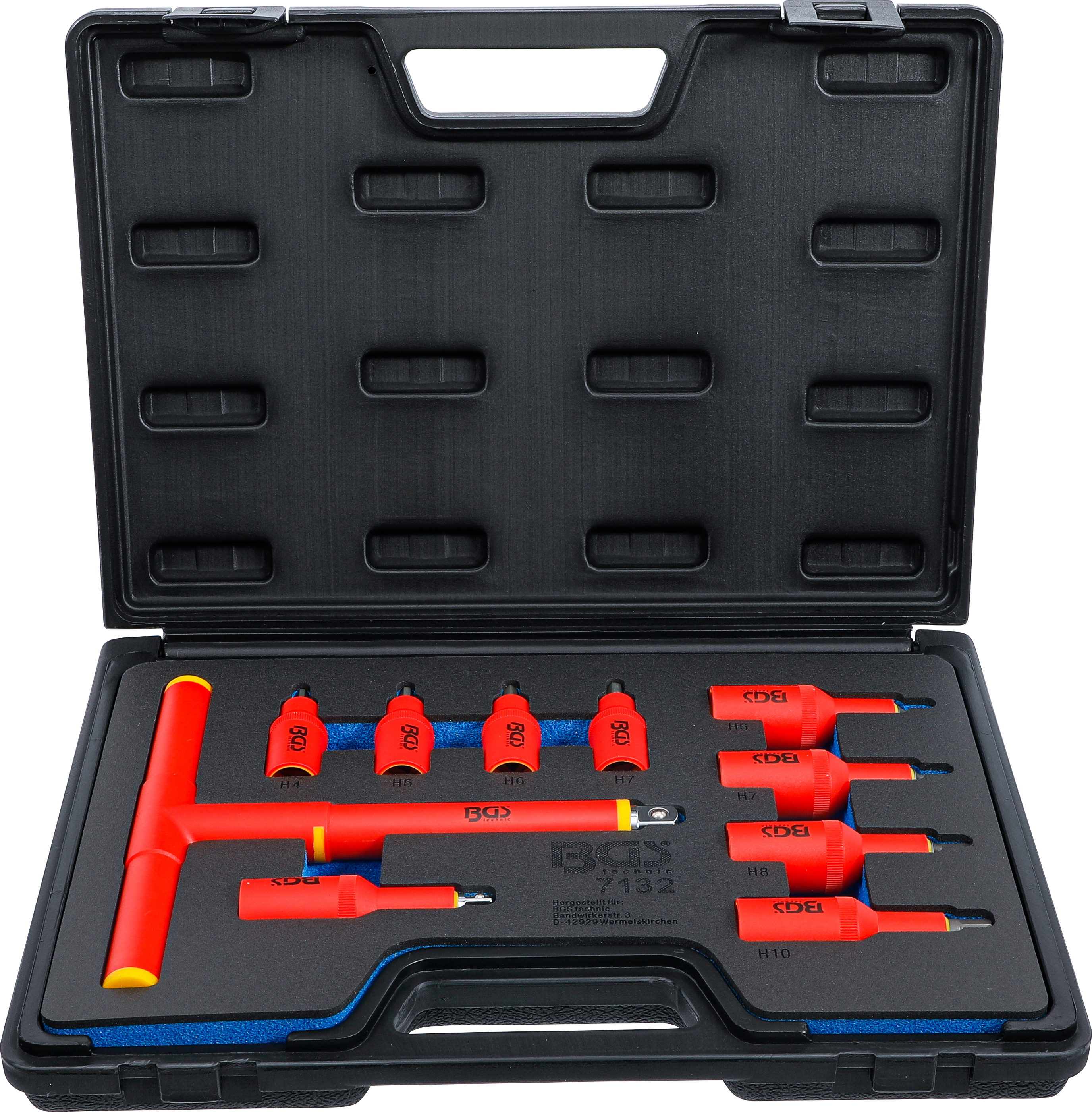 BGS VDE-Bit-Einsatz-Satz | Antrieb Innenvierkant 10 mm (3/8") / 12,5 mm (1/2") | Innensechskant 4 - 10 mm | 10-tlg.