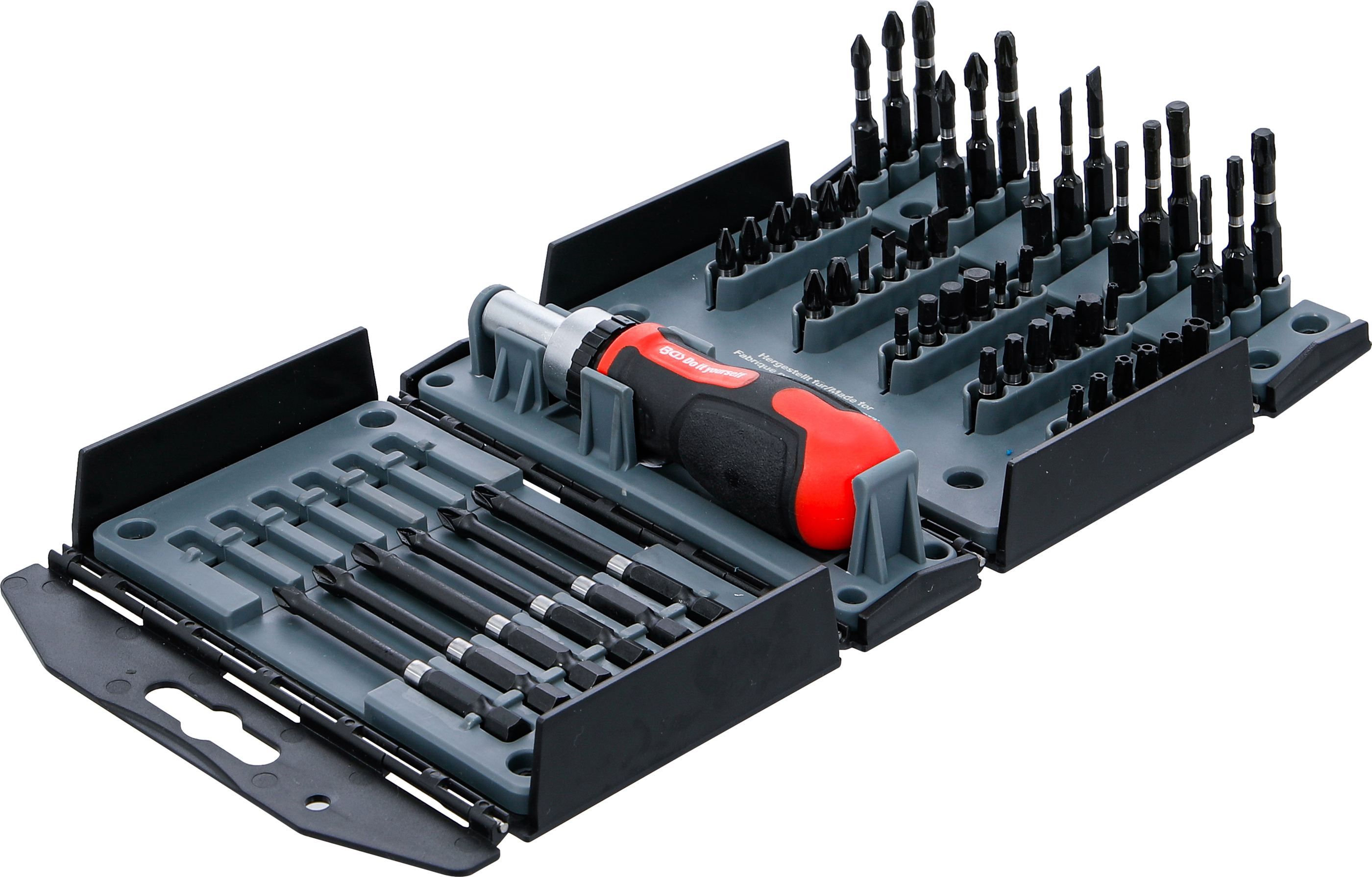 BGS Torsions-Bit-Satz | mit Ratschen-Drehgriff für Bits, umschaltbar | 52-tlg.