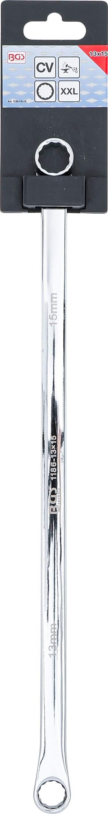 BGS Doppel-Ringschlüssel | extra lang | SW 13 x 15 mm