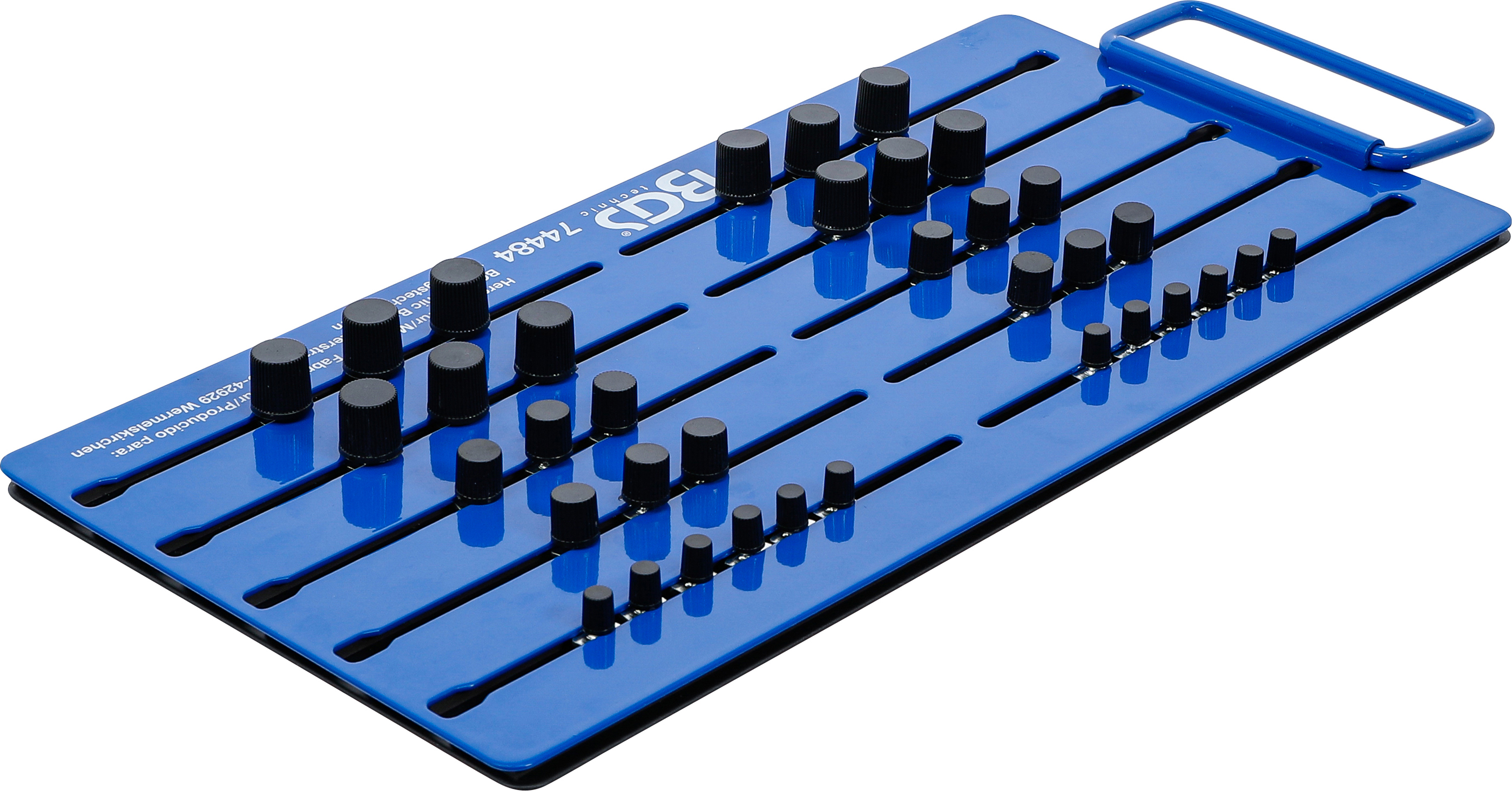 BGS Magnet-Stecktafel | mit Außenvierkant | für 36 Steckschlüssel-Einsätze | Antrieb 6,3 mm (1/4"), 10 mm (3/8"), 12,5 mm (1/2")