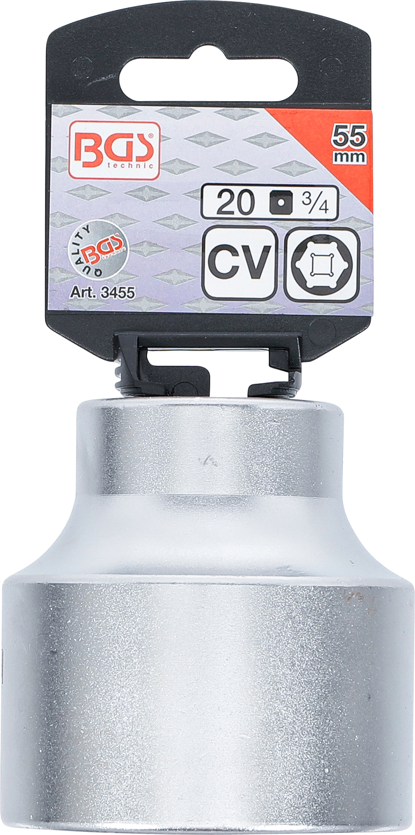 BGS Steckschlüssel-Einsatz Sechskant | Antrieb Innenvierkant 20 mm (3/4") | SW 55 mm