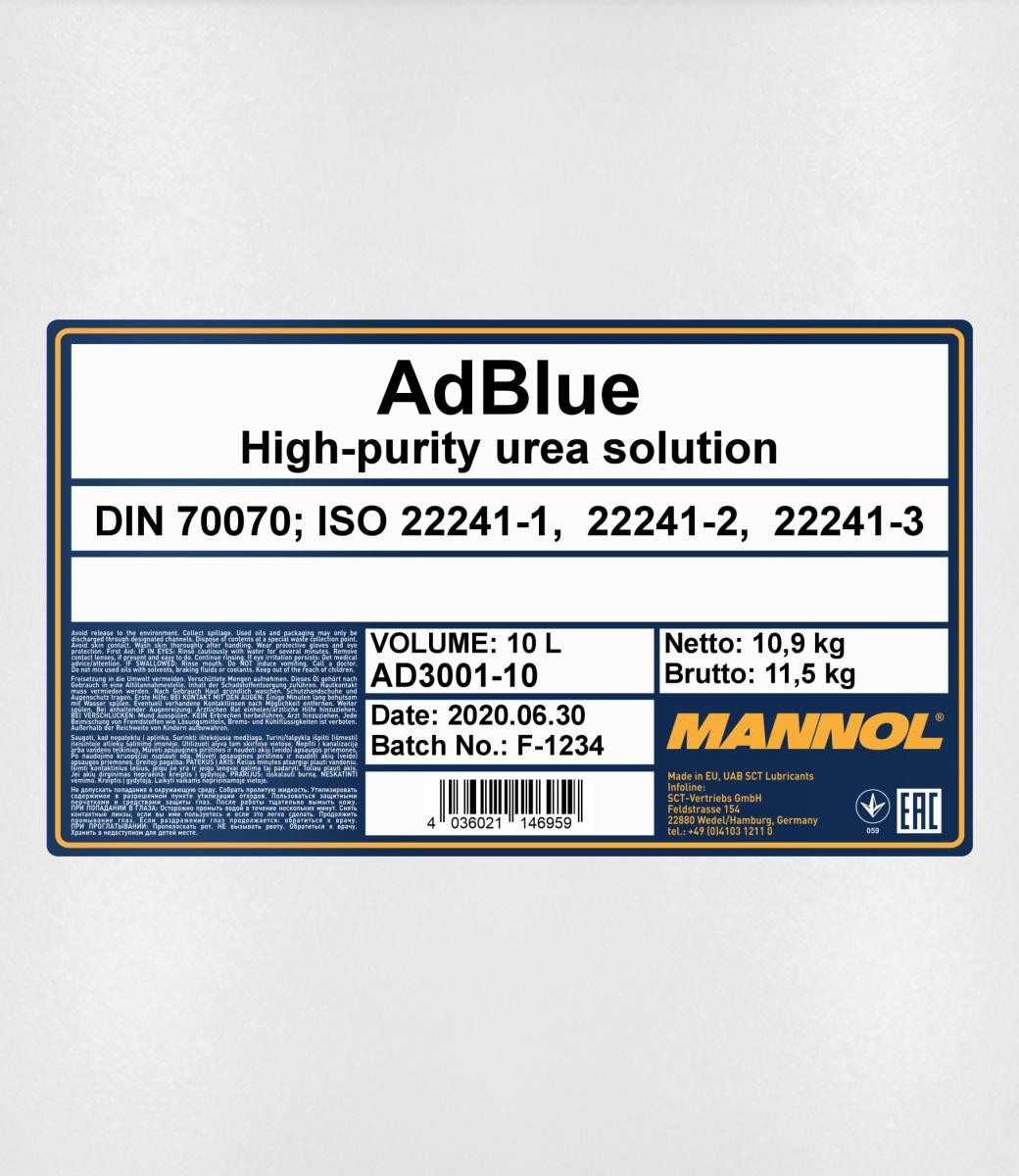 Mannol 3001 AdBlue Harnstofflösung Ad Blue 10 Liter