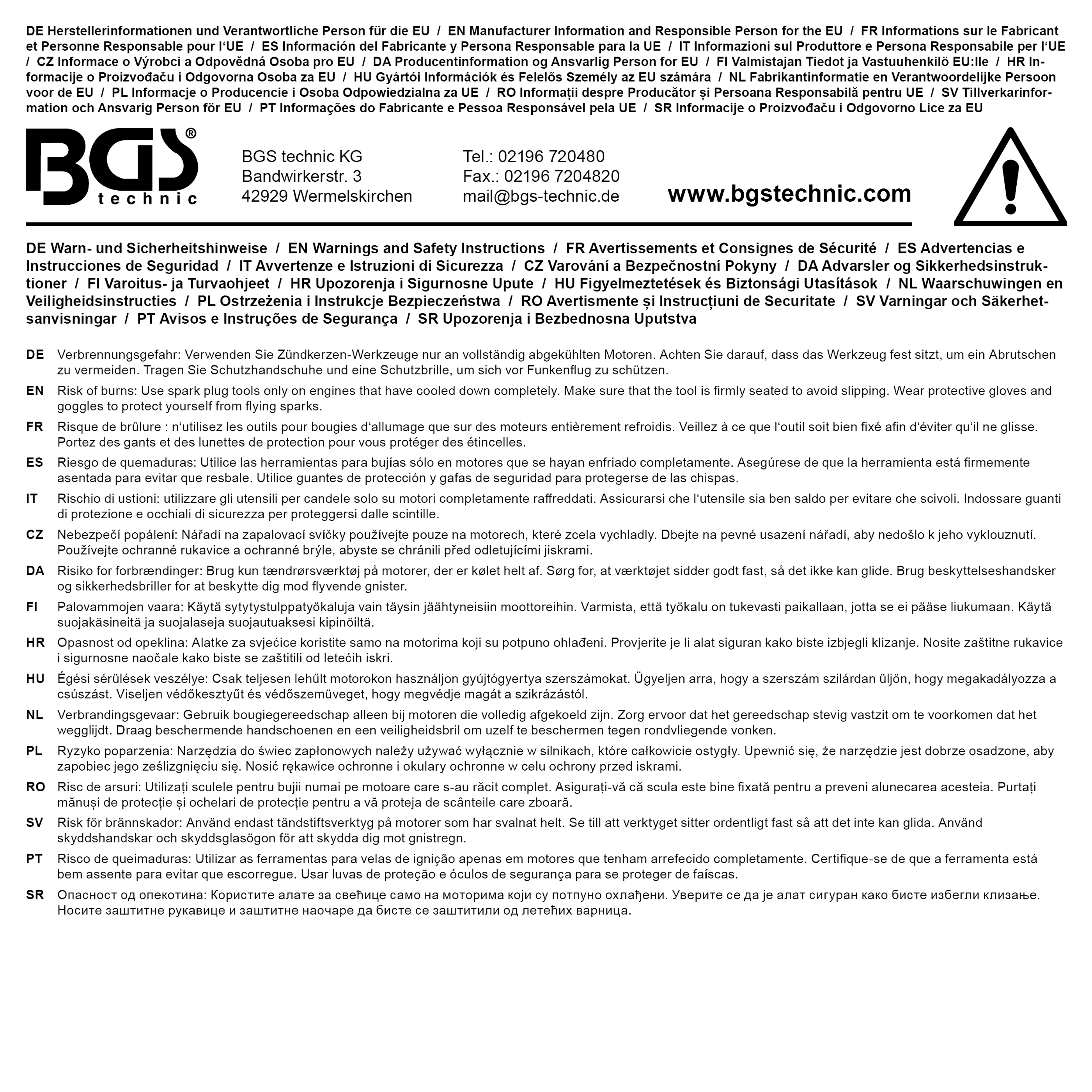 BGS Zündkerzen-Einsatz mit Magnet, Sechskant | Antrieb Innenvierkant 12,5 mm (1/2") | SW 16 mm