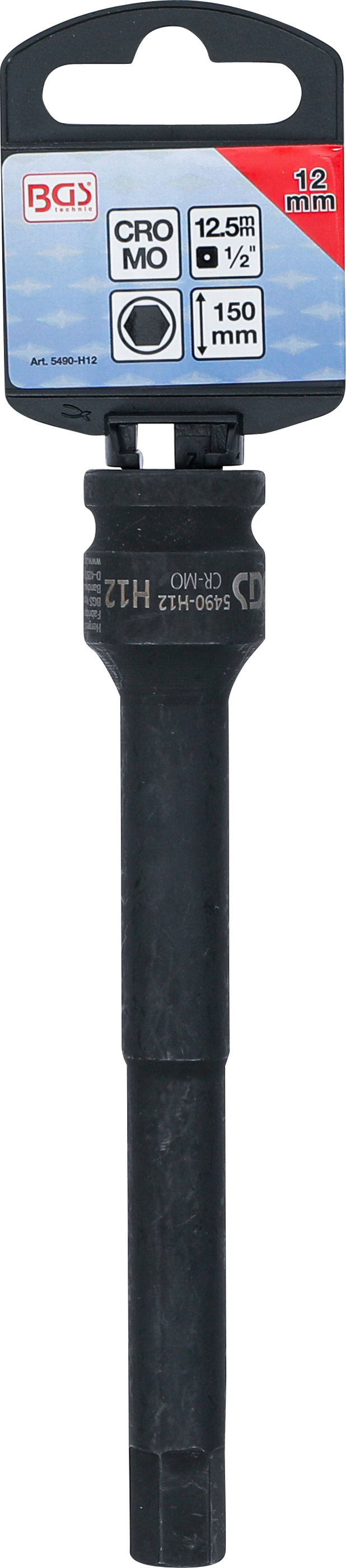 BGS Kraft-Bit-Einsatz | Länge 150 mm | Antrieb Innenvierkant 12,5 mm (1/2") | Innensechskant 12 mm