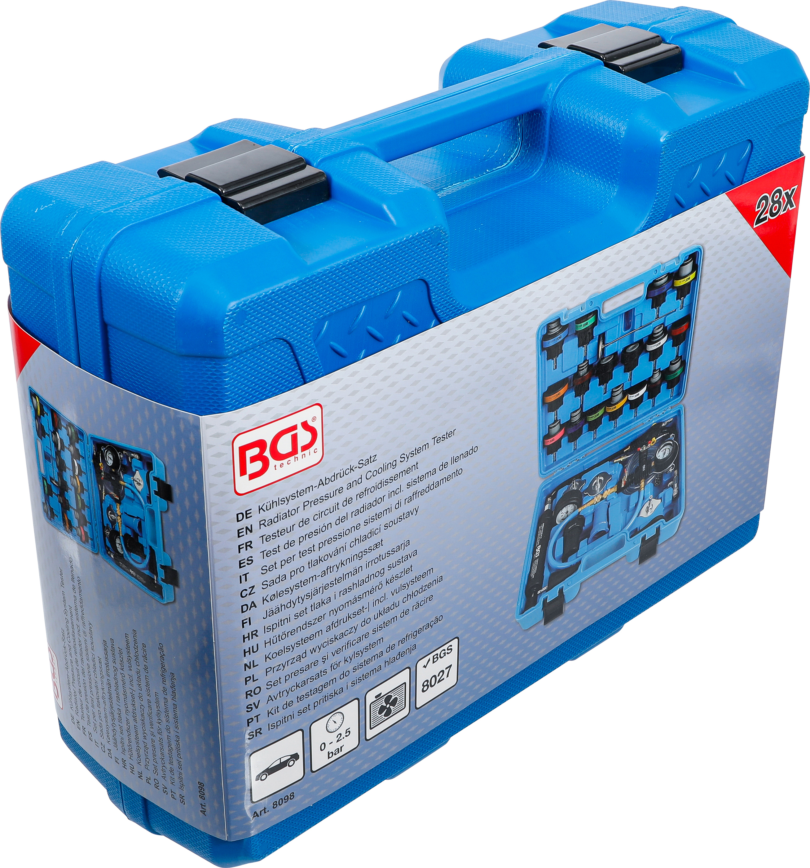 BGS Kühlsystem-Abdrück-Satz | inkl. Befüllsystem | 28-tlg.