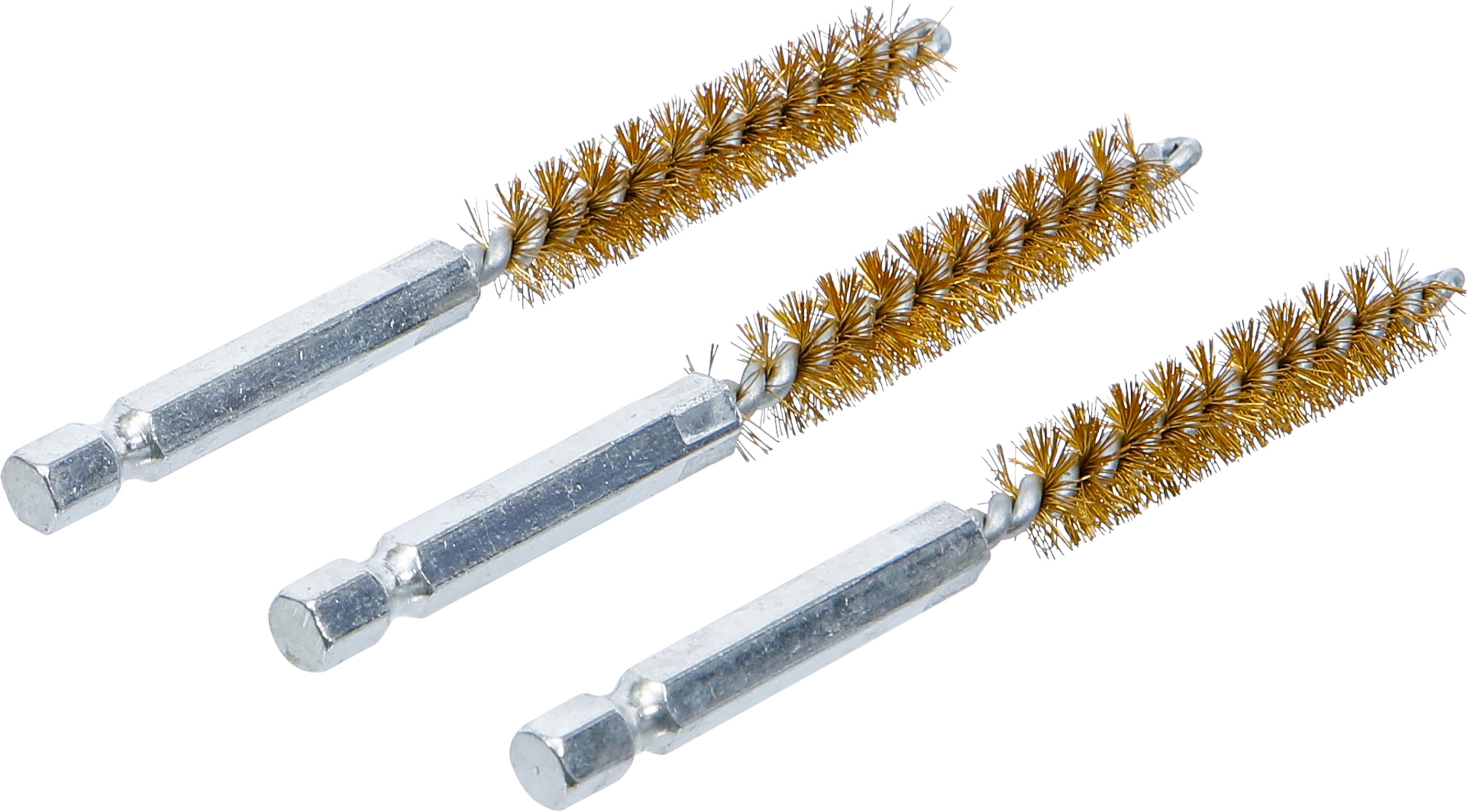 BGS Messingbürste | 10 mm | Antrieb Außensechskant 6,3 mm (1/4") | 3-tlg.