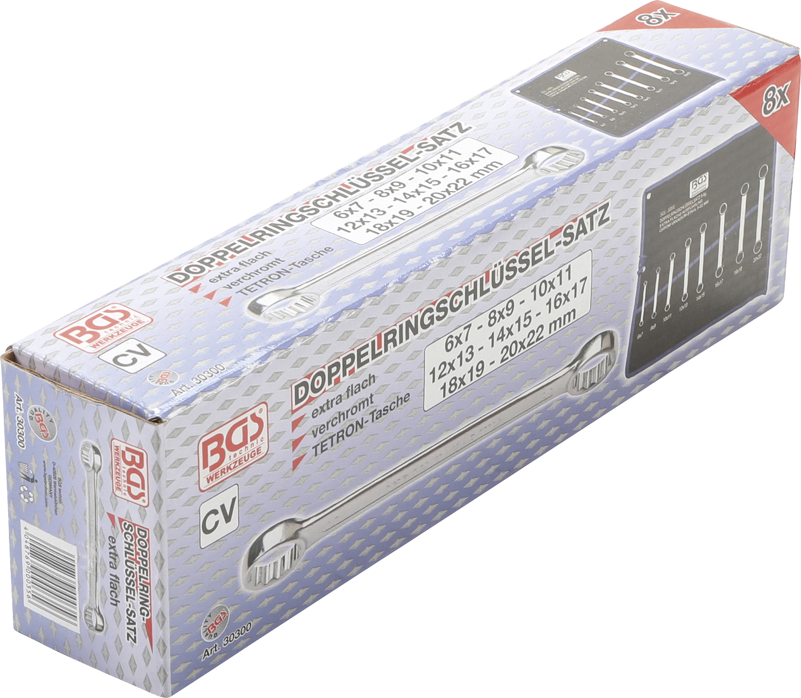 BGS Doppel-Ringschlüssel-Satz | extra flach | SW 6 - 22 mm | 8-tlg.