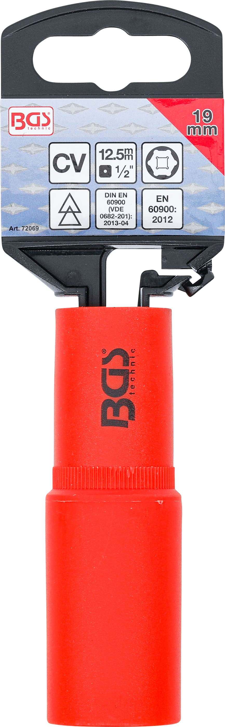 BGS VDE-Steckschlüssel-Einsatz Sechskant | Antrieb Innenvierkant 12,5 mm (1/2") | SW 19 mm