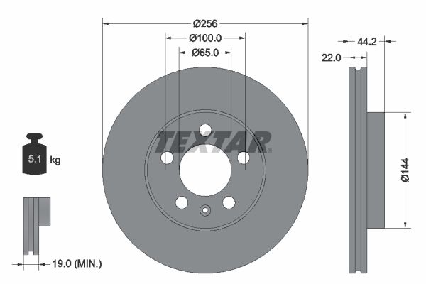 Bremsscheibe “TEXTAR innenbelüftet , 256 mm, 22 mm”