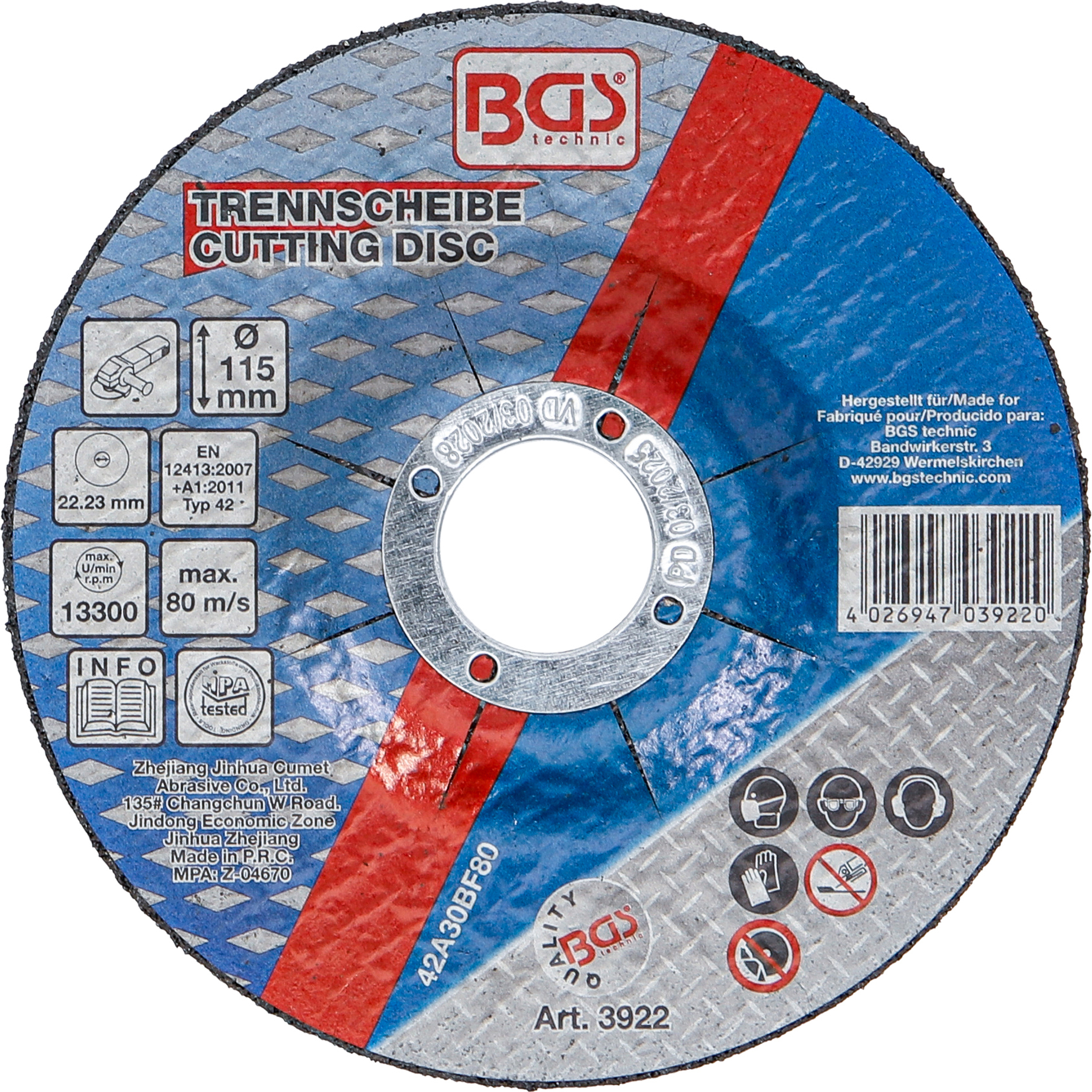 BGS Trennscheibe für Metall | Ø 115 x 2,5 x 22,2 mm | Typ 42