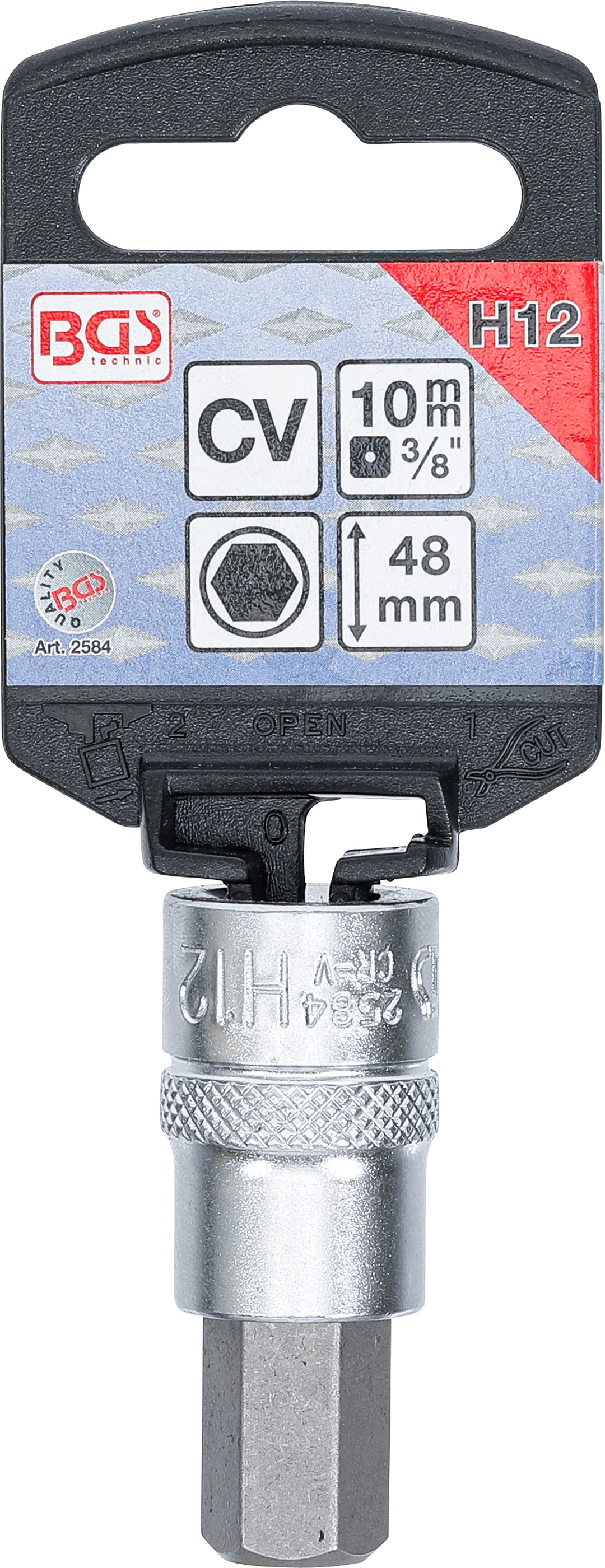 BGS Bit-Einsatz | Antrieb Innenvierkant 10 mm (3/8") | Innensechskant 12 mm