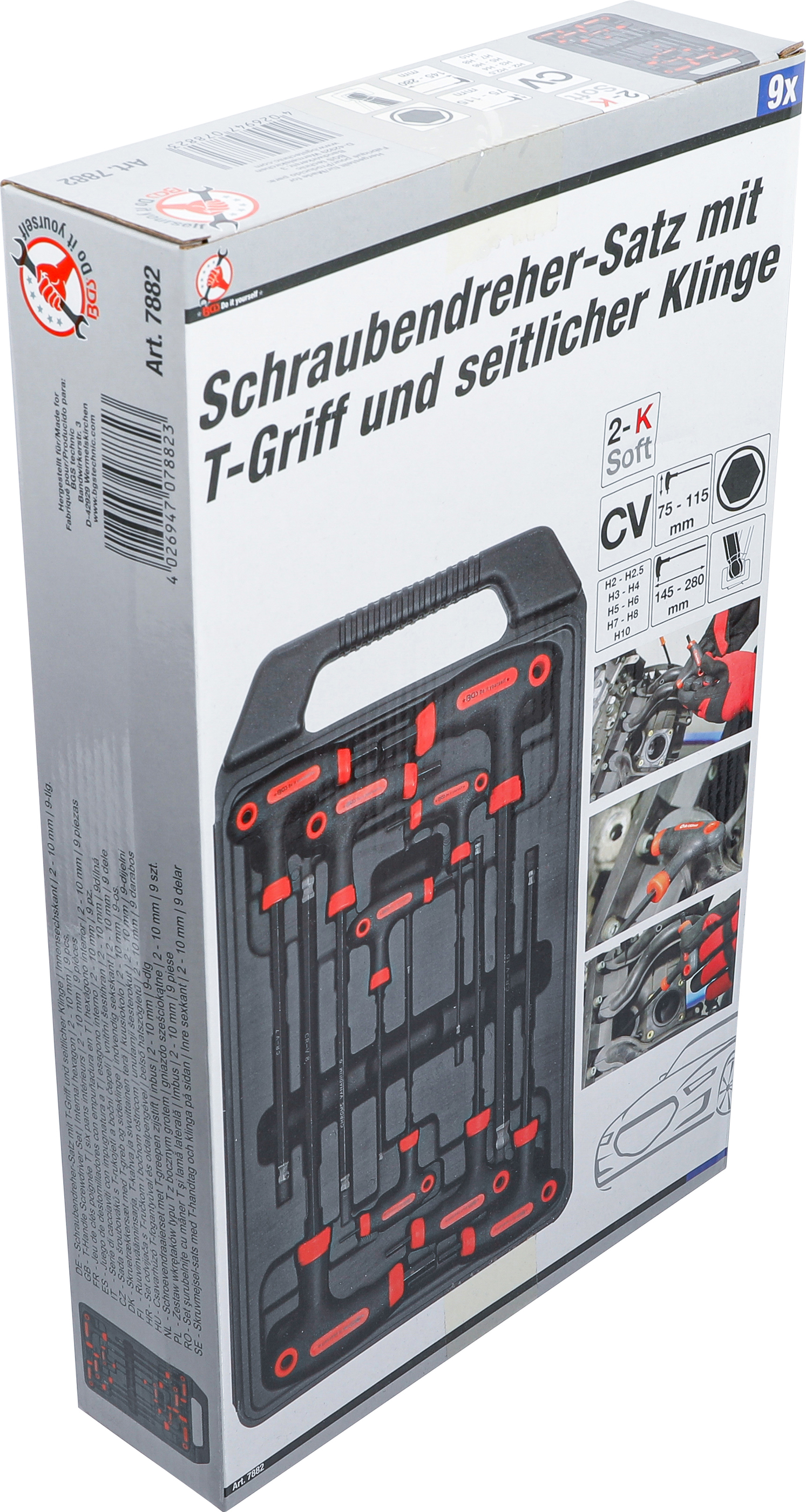 BGS Schraubendreher-Satz mit T-Griff und seitlicher Klinge | Innensechskant | 2 - 10 mm | 9-tlg.