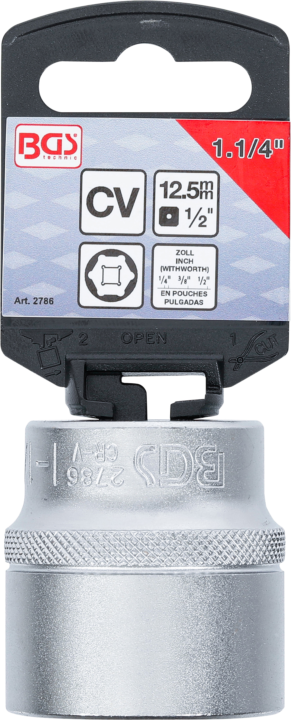 BGS Steckschlüssel-Einsatz Sechskant | Antrieb Innenvierkant 12,5 mm (1/2") | SW 1.1/4"