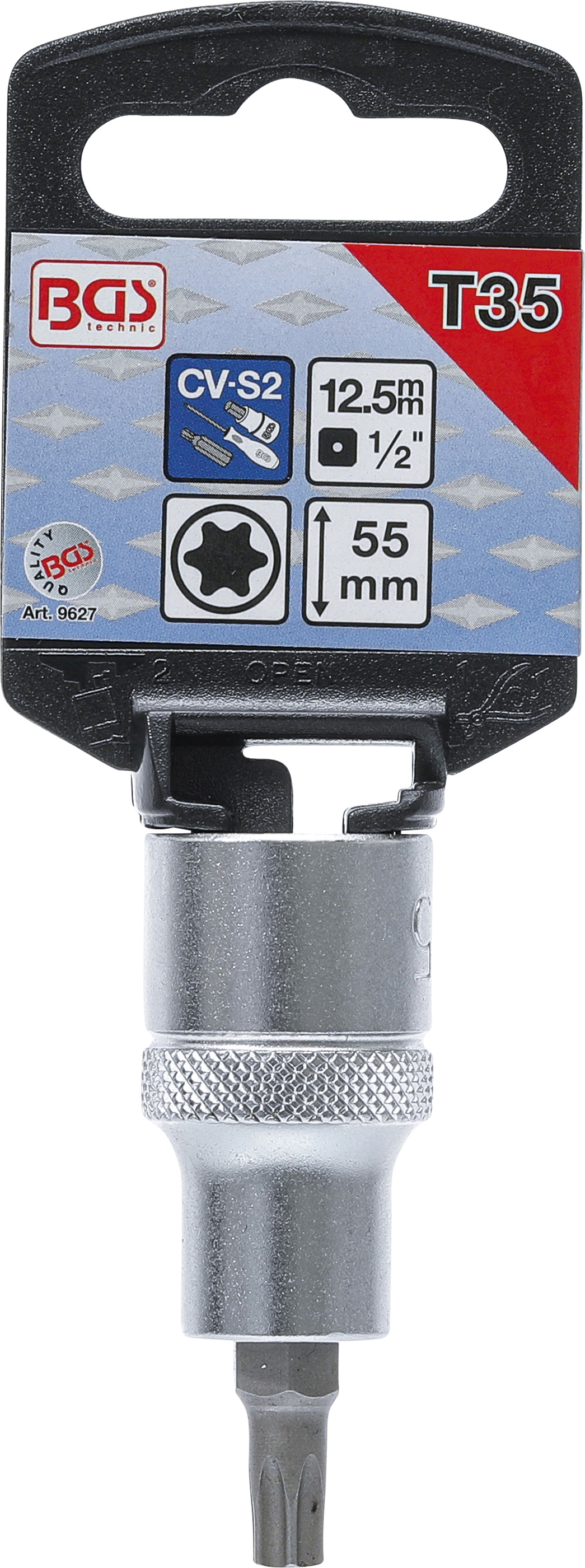 BGS Bit-Einsatz | Länge 55 mm | Antrieb Innenvierkant 12,5 mm (1/2") | T-Profil (für Torx) T35