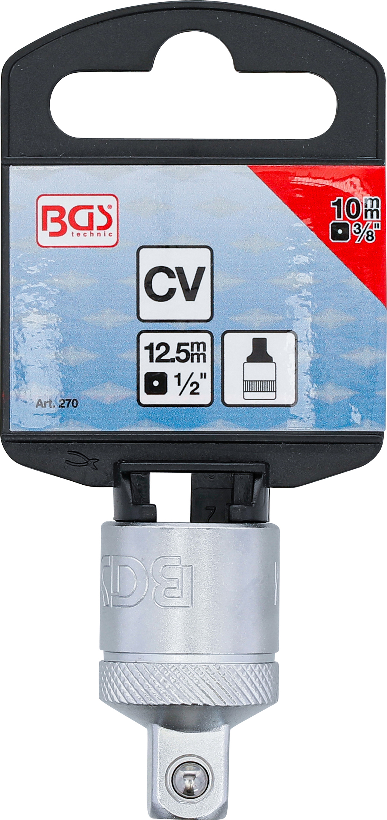 BGS Steckschlüssel-Adapter | Innenvierkant 12,5 mm (1/2") - Außenvierkant 10 mm (3/8")